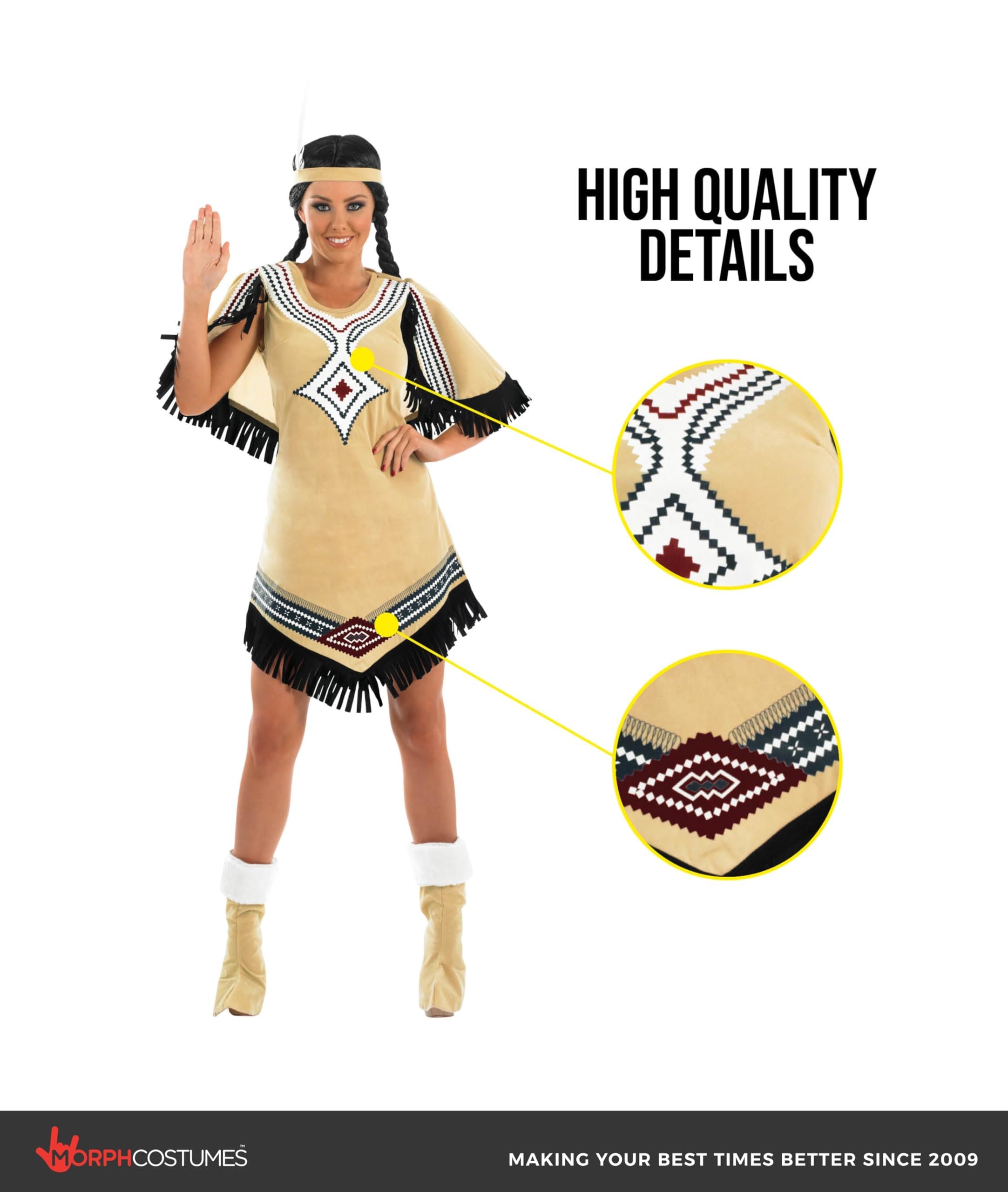 fun shack Native American Costume Women, Native American Dress for Women, Warrior Princess Costume Women - Image 3