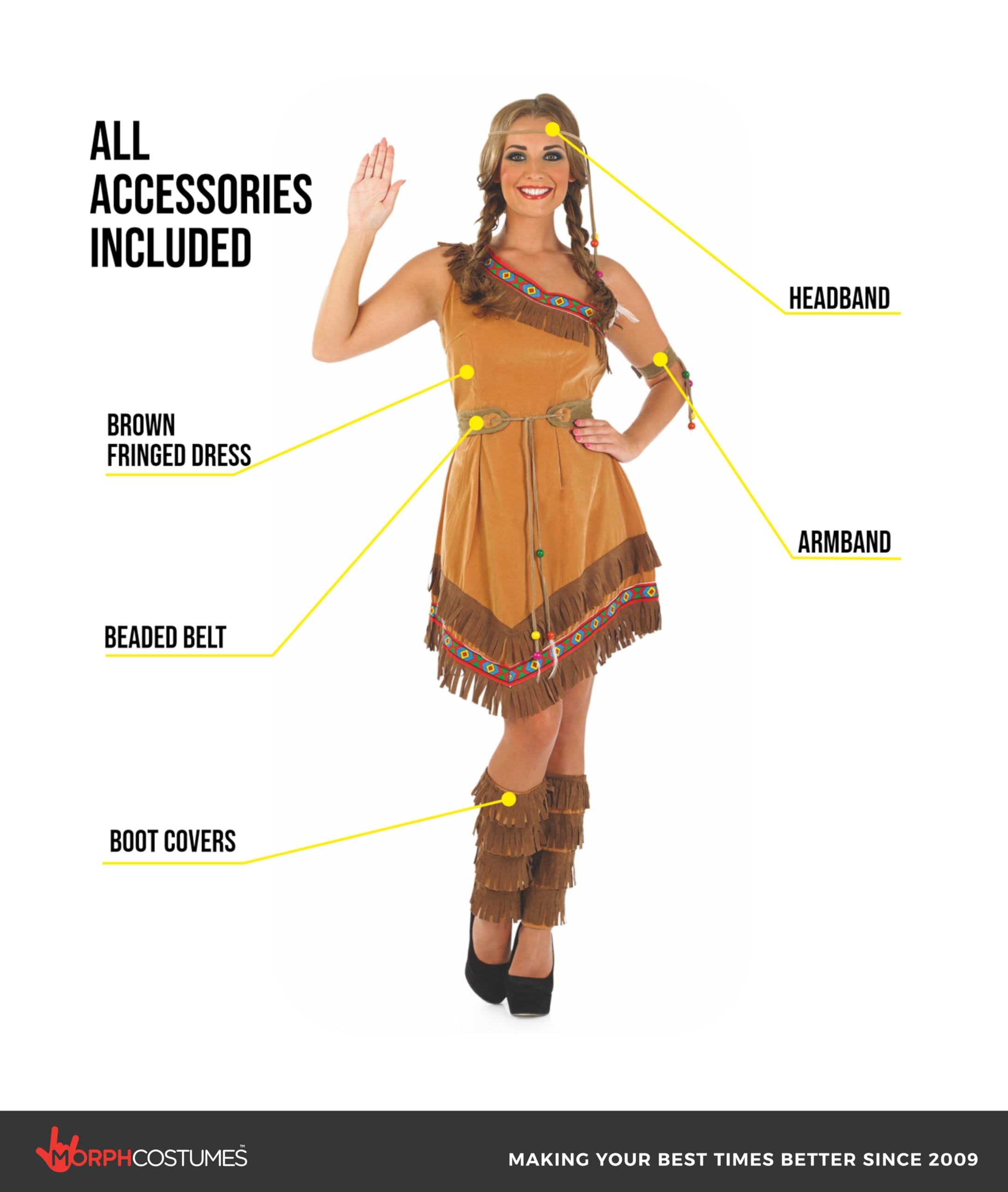 fun shack Native American Costume Women, Native American Dress for Women, Indian Costume Womens - Image 2
