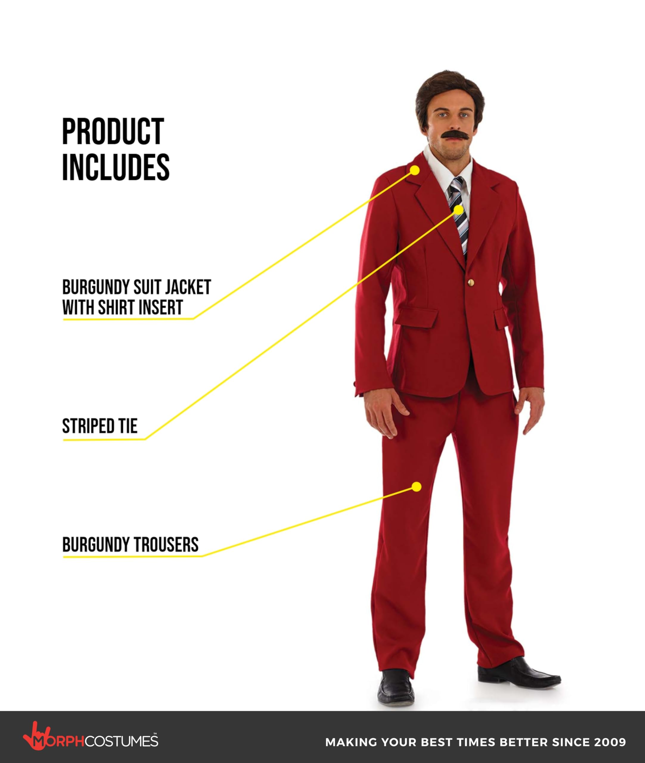 fun shack News Anchor Costume for Men, Newsreader Suit, Anchor Man Outfit, Professional Newsreader Halloween Costumes for Men - Image 2