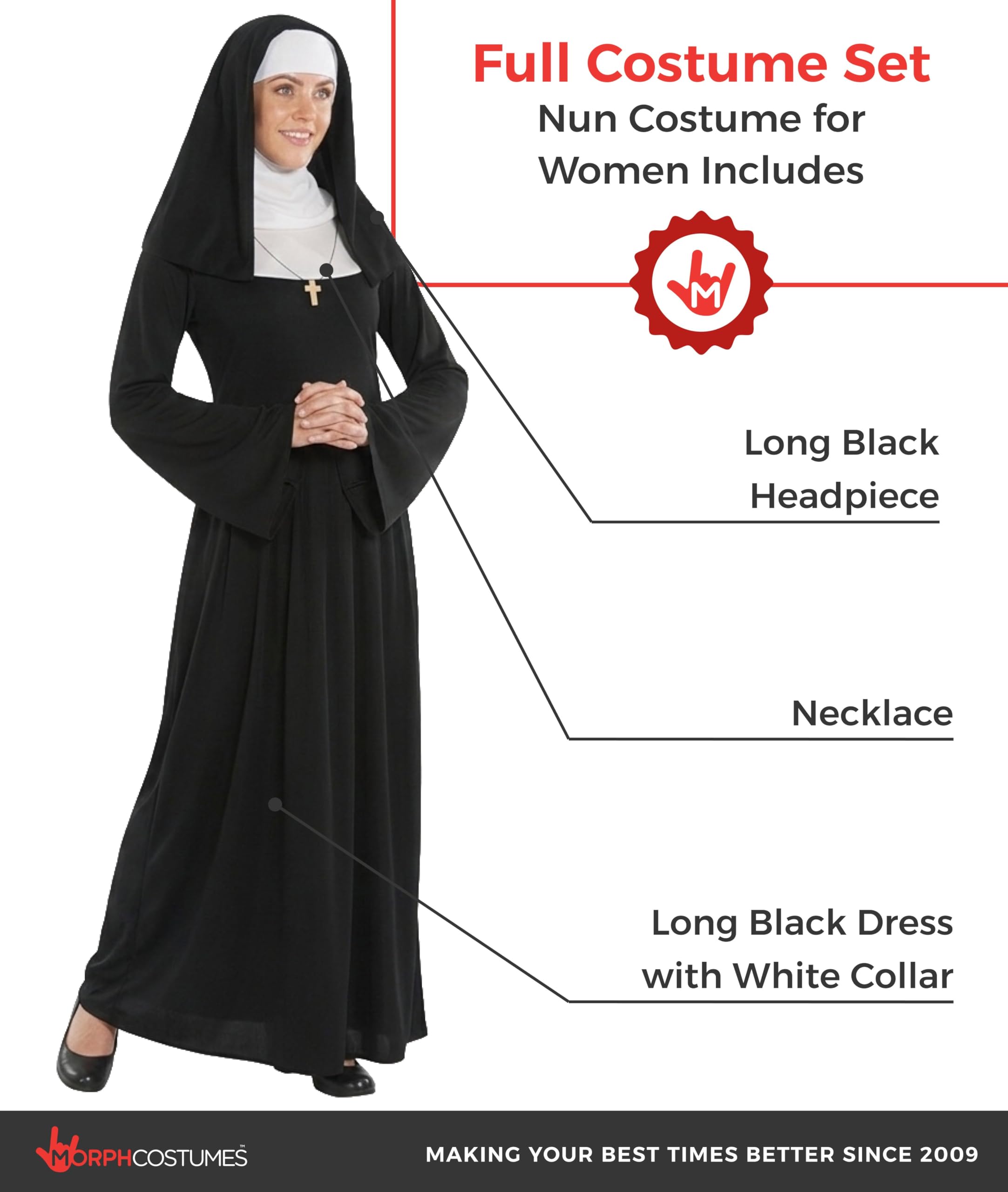 fun shack Nun Costume Woman, Nun Outfit, Womens Nun Costume, Womens Halloween Costumes, Women Halloween Costume - Image 2