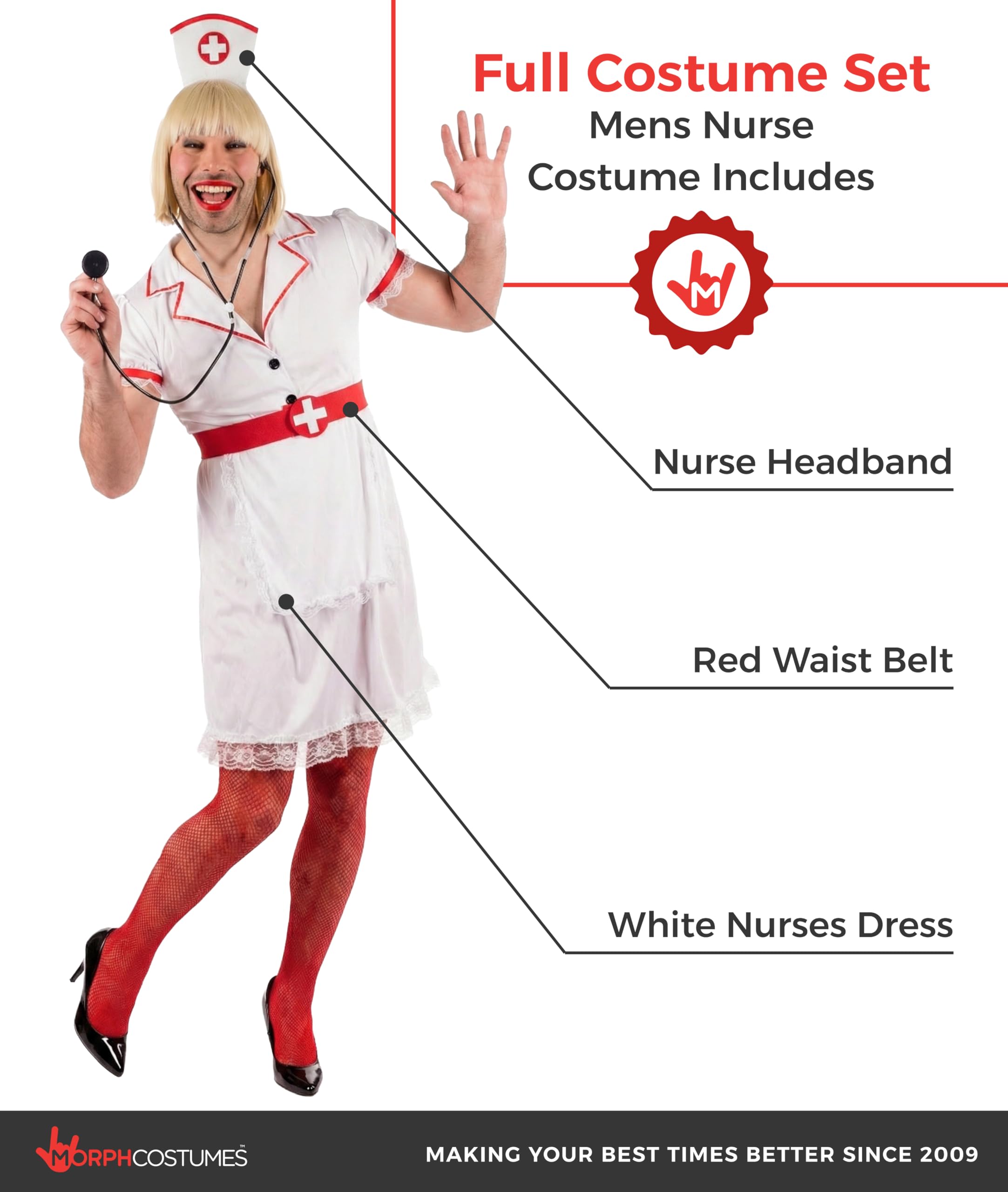 fun shack Nurse Costume for Men | Male Nurse Outfit | Adult Doctor Costume | Funny Medical Attire for Men - Image 2