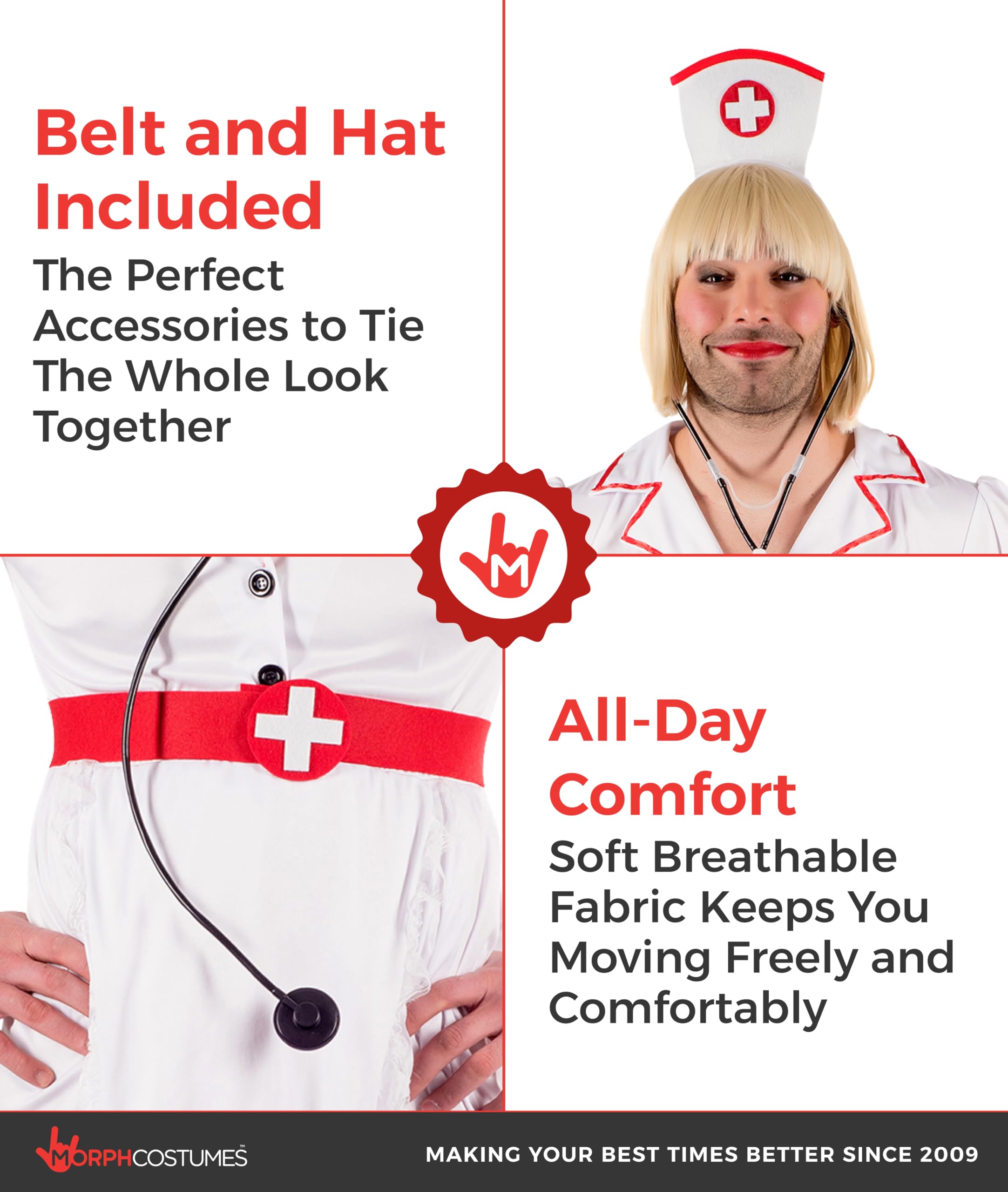 fun shack Nurse Costume for Men | Male Nurse Outfit | Adult Doctor Costume | Funny Medical Attire for Men - Image 3