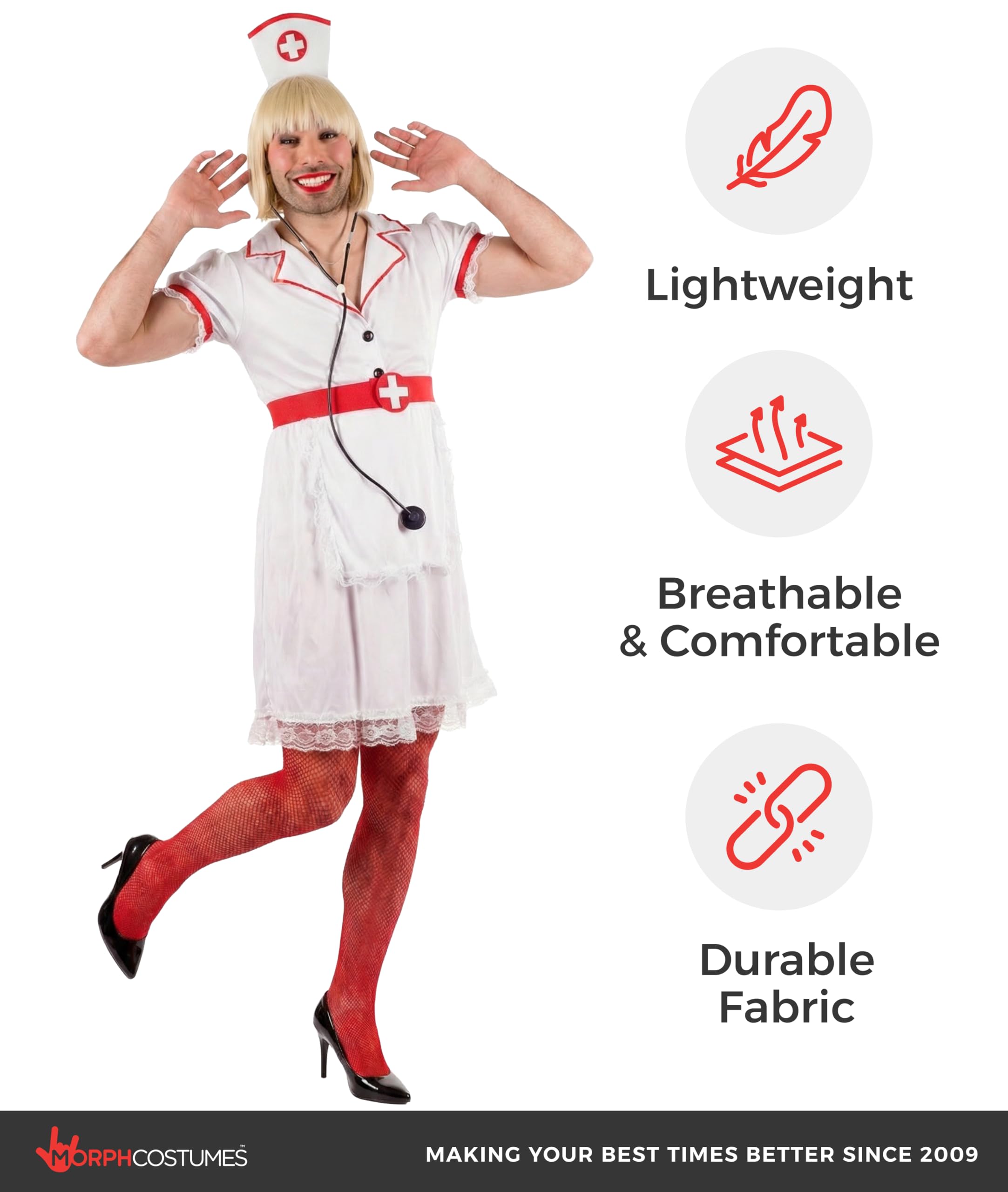 fun shack Nurse Costume for Men | Male Nurse Outfit | Adult Doctor Costume | Funny Medical Attire for Men - Image 7