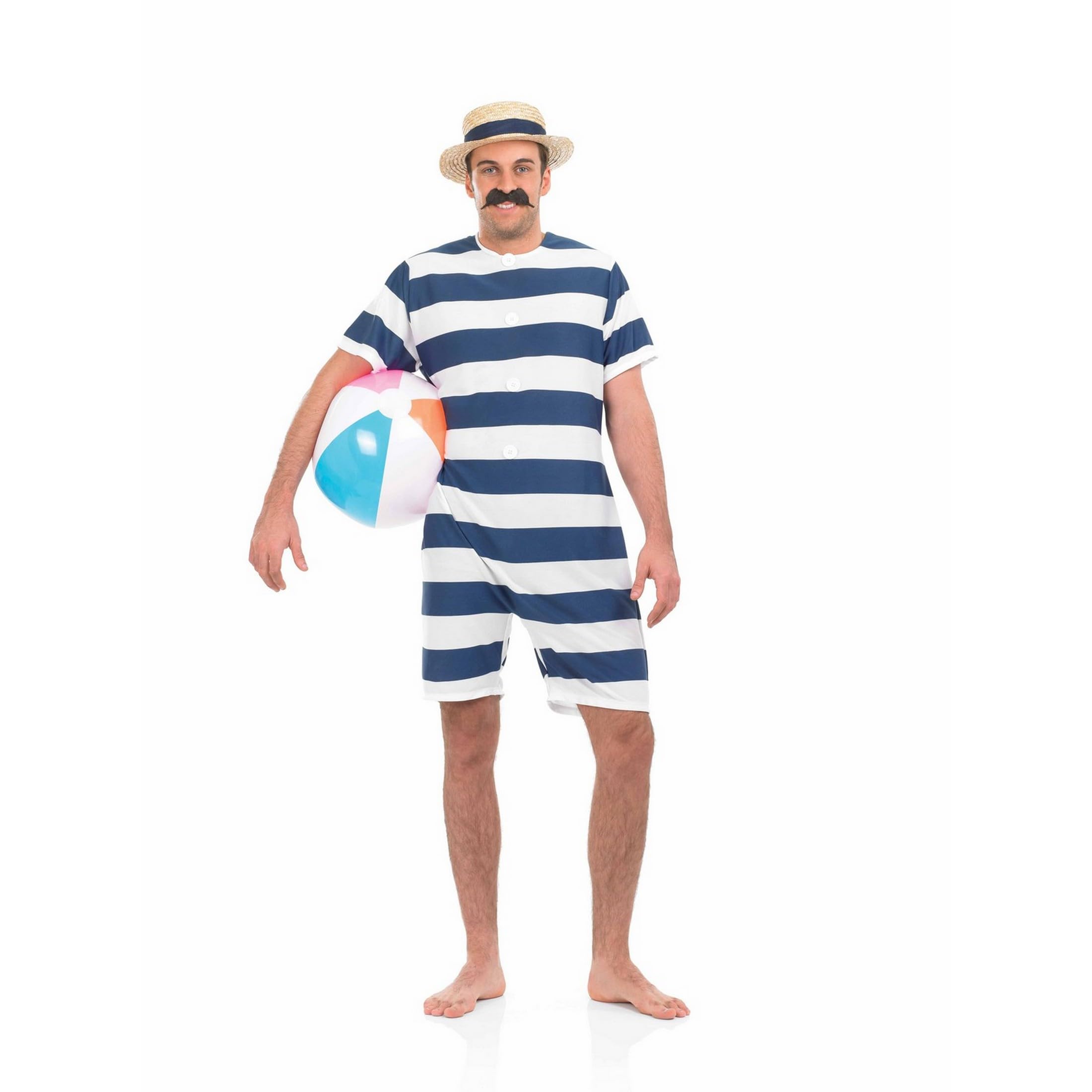 fun shack Old Time Swimsuit Men, 1920s Bathing Suit Costume, Mens One Piece Swimsuit, Halloween Costumes For Men - Image 4