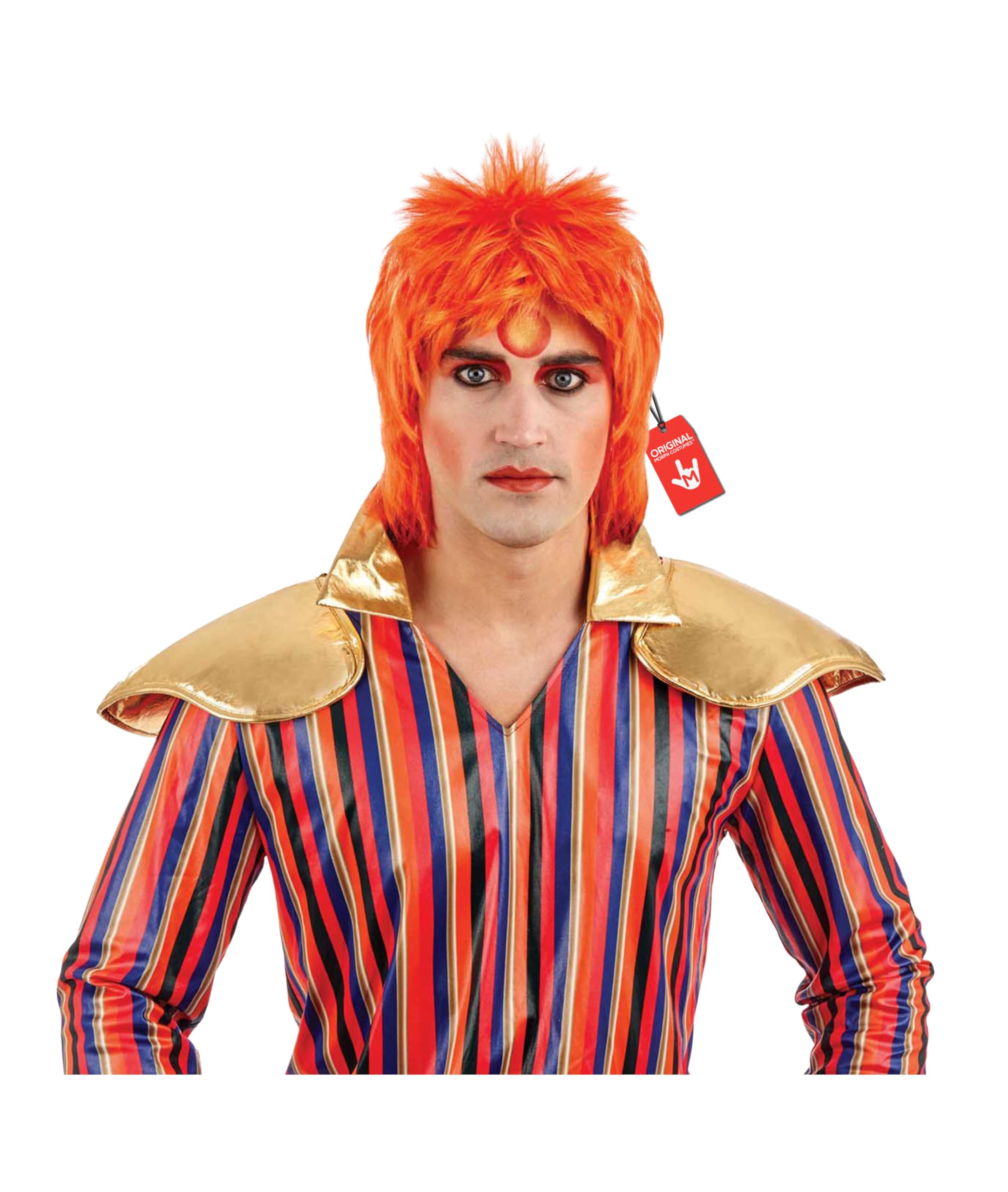 fun shack Orange Mullet Wig for Men, 80s Punk Rocker Spiky Wig, Retro Mullet Hair for Parties and Costumes, One Size