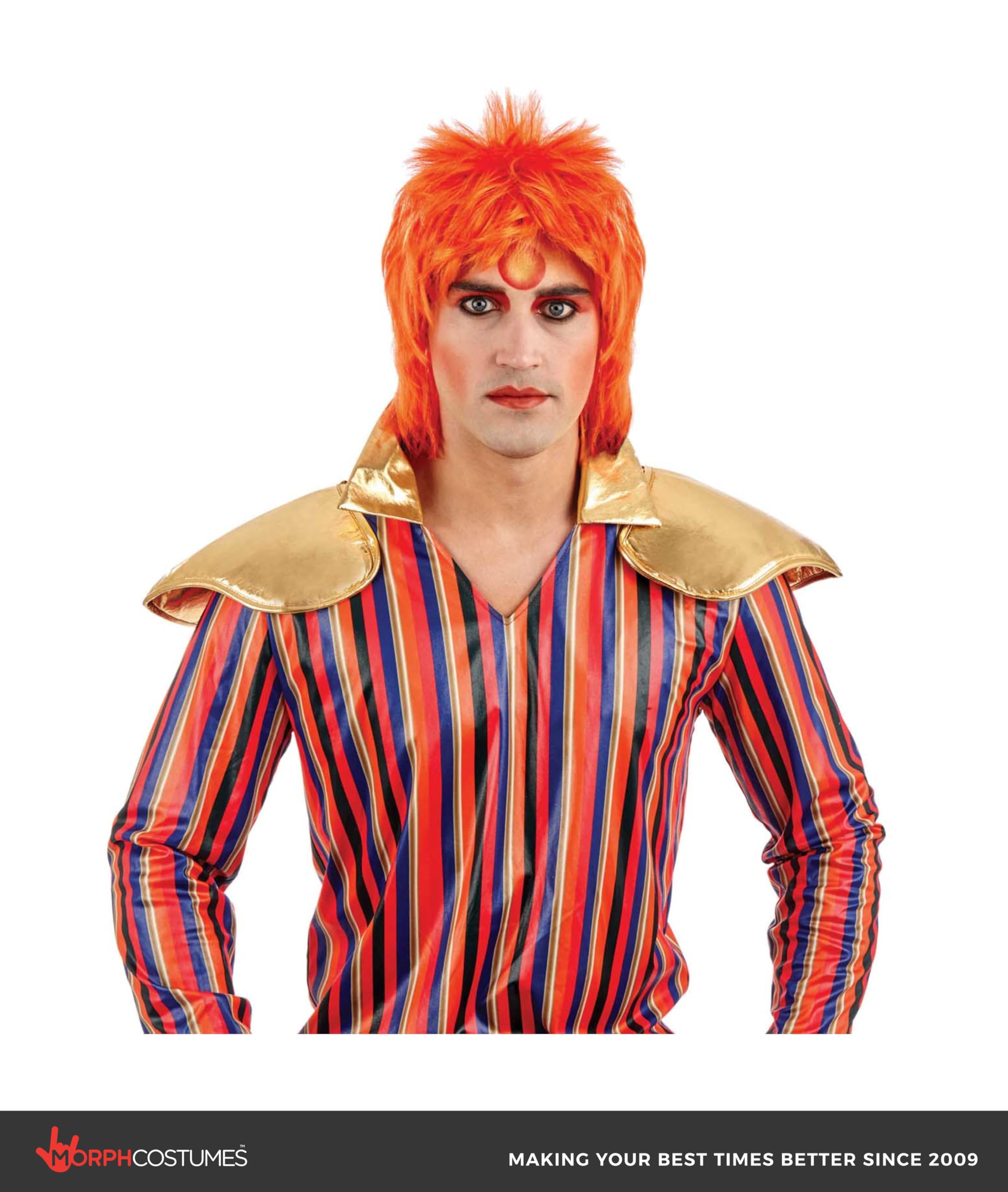 fun shack Orange Mullet Wig for Men, 80s Punk Rocker Spiky Wig, Retro Mullet Hair for Parties and Costumes, One Size - Image 2