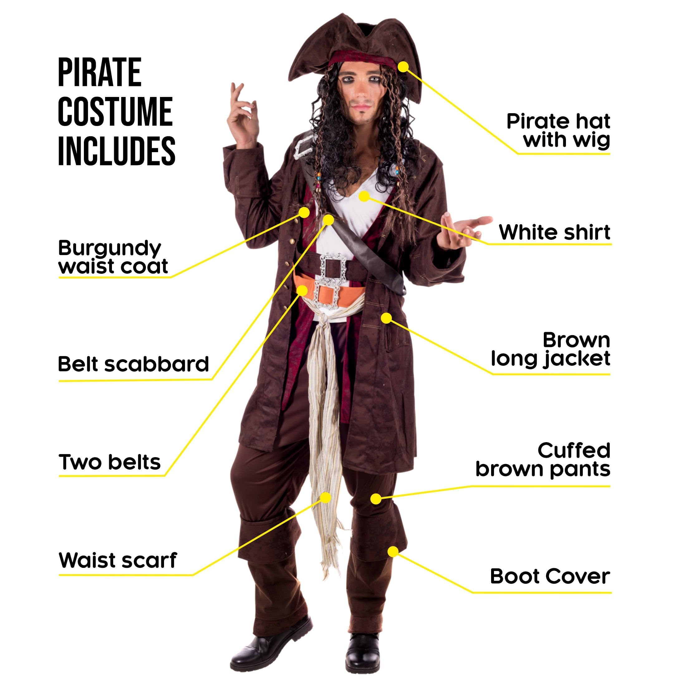 fun shack Pirate Costume Men, Mens Pirate Costume, Halloween Costumes for Men, Halloween Costumes Adult - Image 2