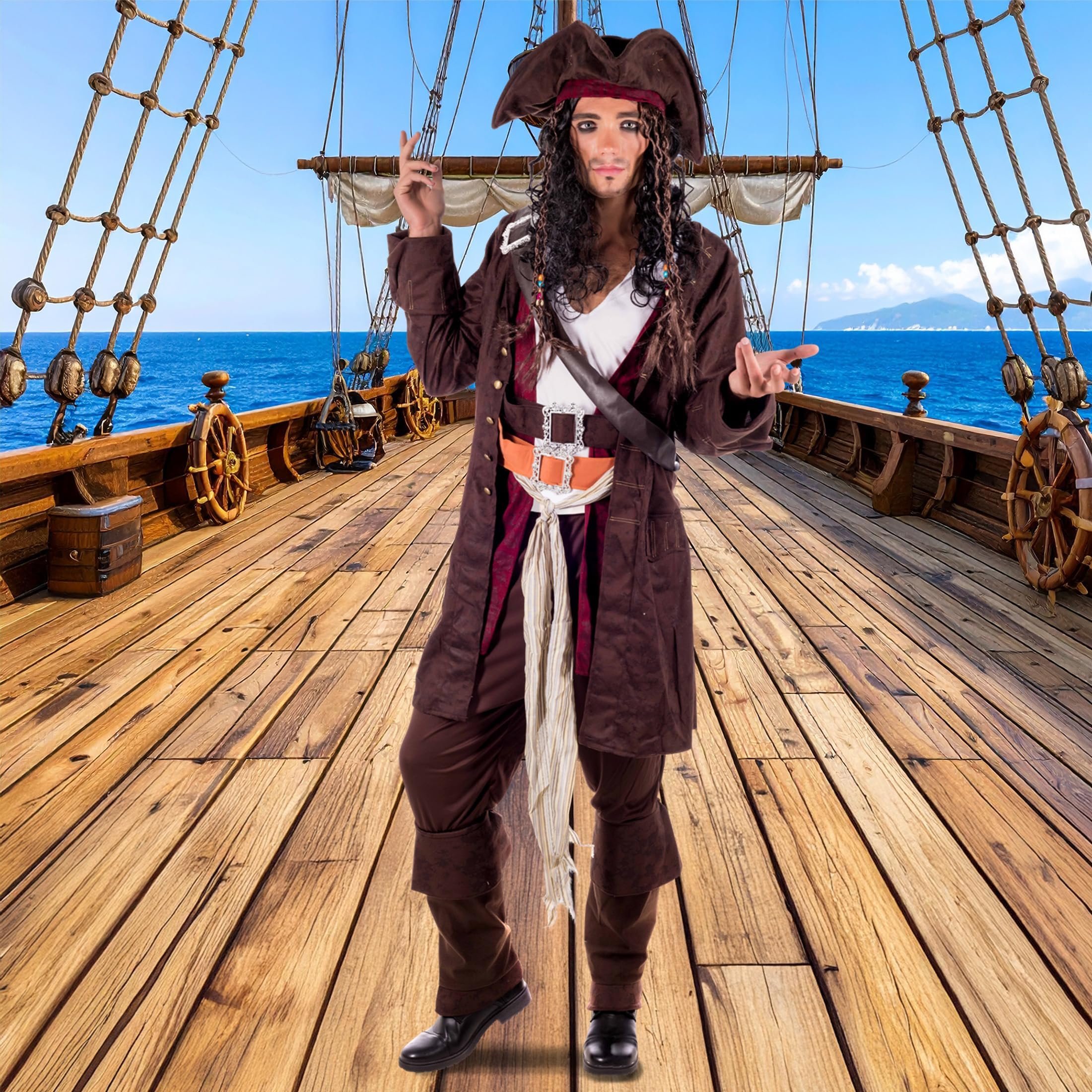 fun shack Pirate Costume Men, Mens Pirate Costume, Halloween Costumes for Men, Halloween Costumes Adult - Image 3