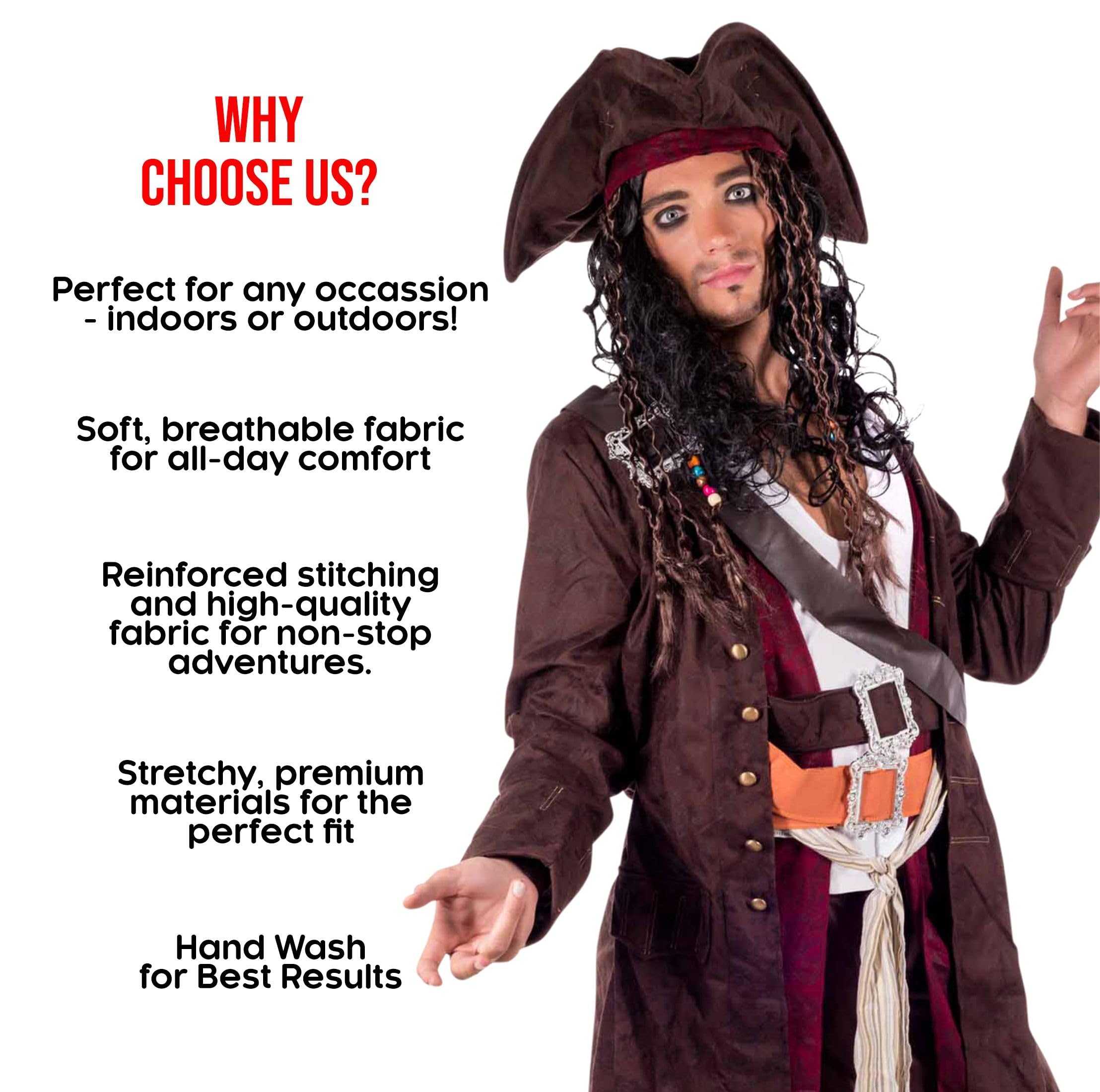 fun shack Pirate Costume Men, Mens Pirate Costume, Halloween Costumes for Men, Halloween Costumes Adult - Image 5