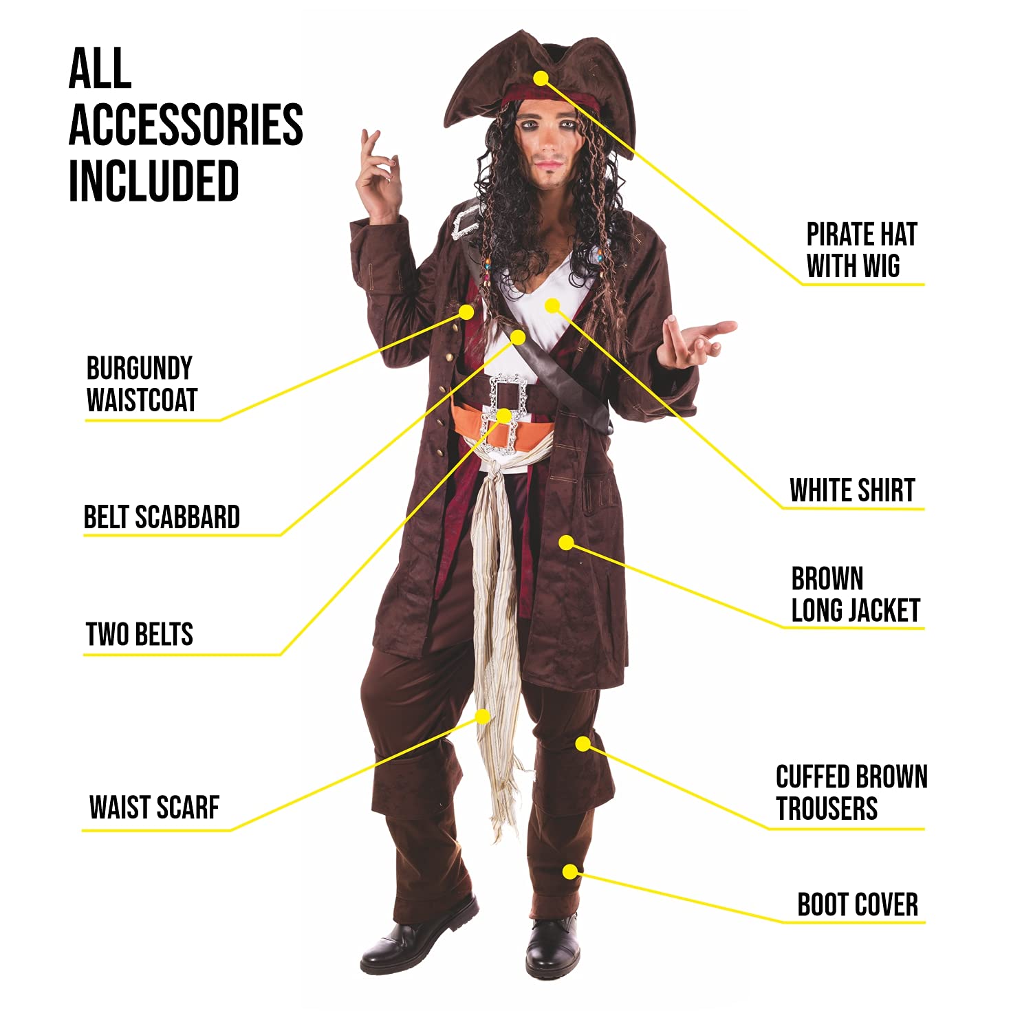 fun shack Pirate Costume Men, Mens Pirate Costume, Halloween Costumes for Men, Halloween Costumes Adult - Image 7