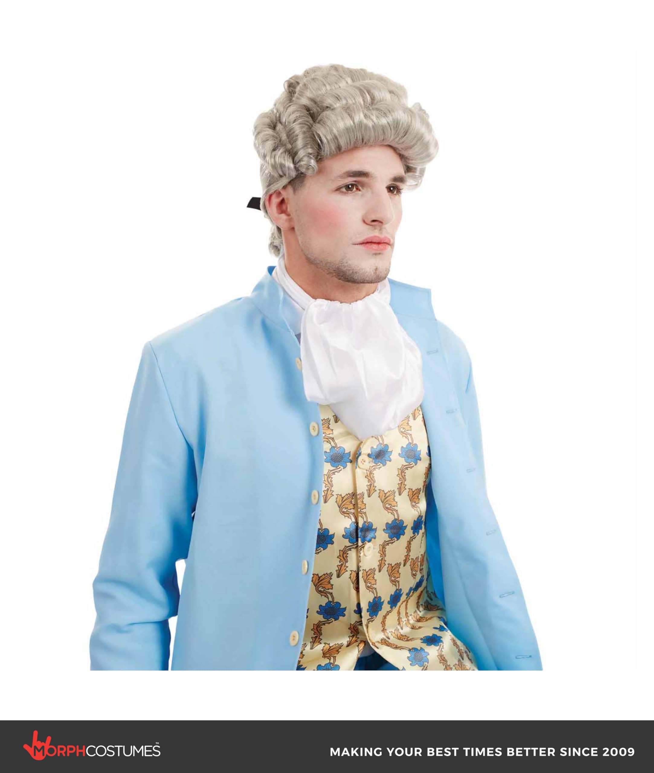 fun shack Powdered Wig Men Colonial, White Wig Men, Founding Father Wig, Victorian Man Costume, Colonial Wig, Medieval Wig - Image 3