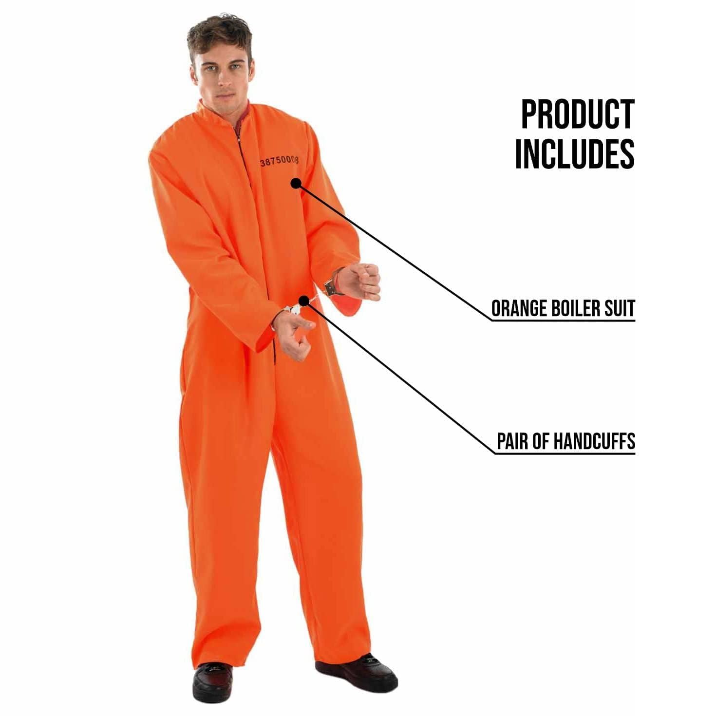 fun shack Prisoner Costume Men,Inmate Costume Men, Convict Costumes, Halloween Costumes for Adults - Image 4