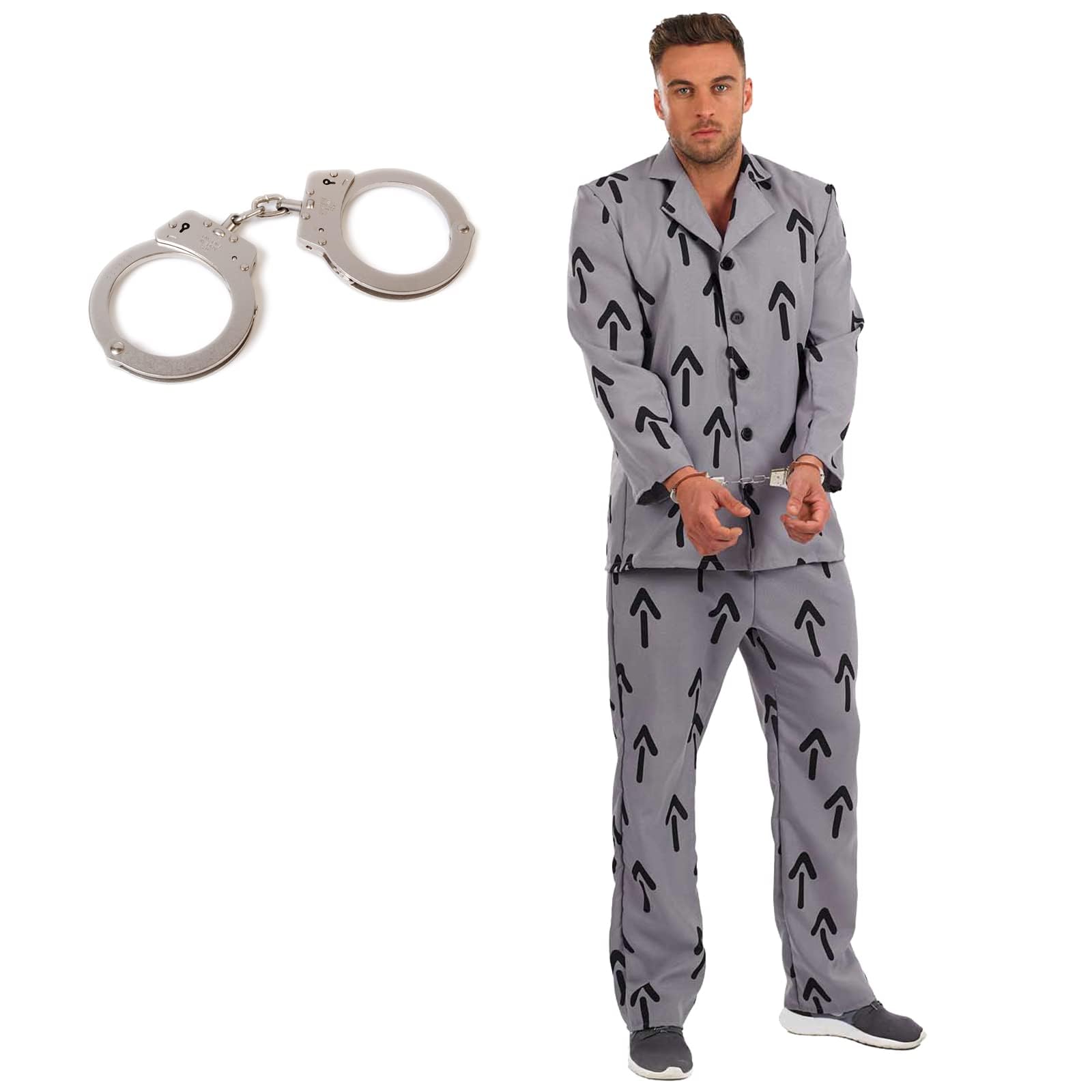 fun shack Prisoner Costumes Men Gray Arrow Convict Halloween Costumes For Men - Image 4