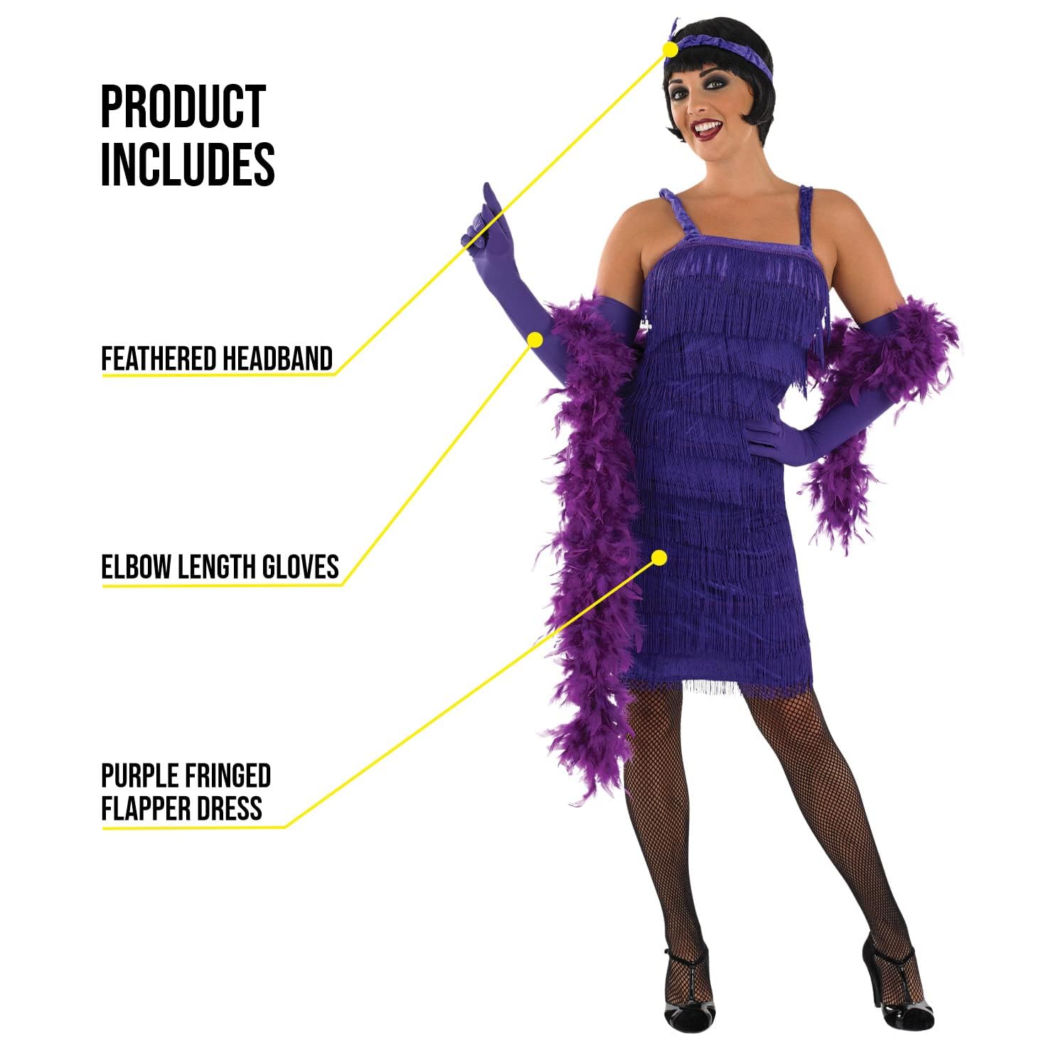 fun shack Purple Flapper Costume Adult 20s Halloween Dresses For Women - Image 3