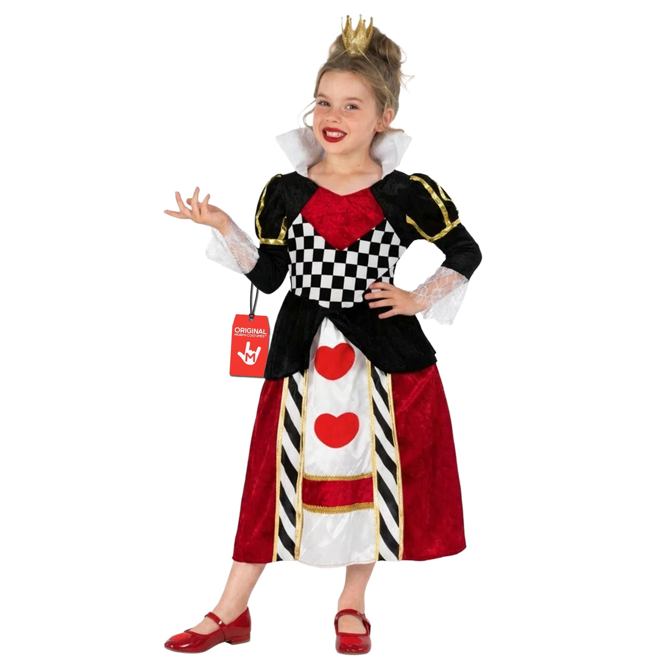 fun shack Queen of Hearts Costume for Girls, Royal Dress Up Outfit, Kids Queen Costume for Parties and Events