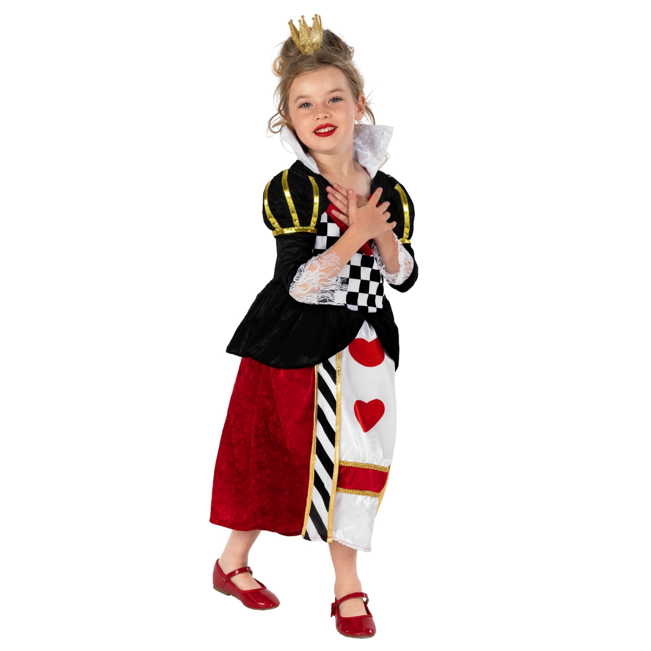 fun shack Queen of Hearts Costume for Girls, Royal Dress Up Outfit, Kids Queen Costume for Parties and Events - Image 3