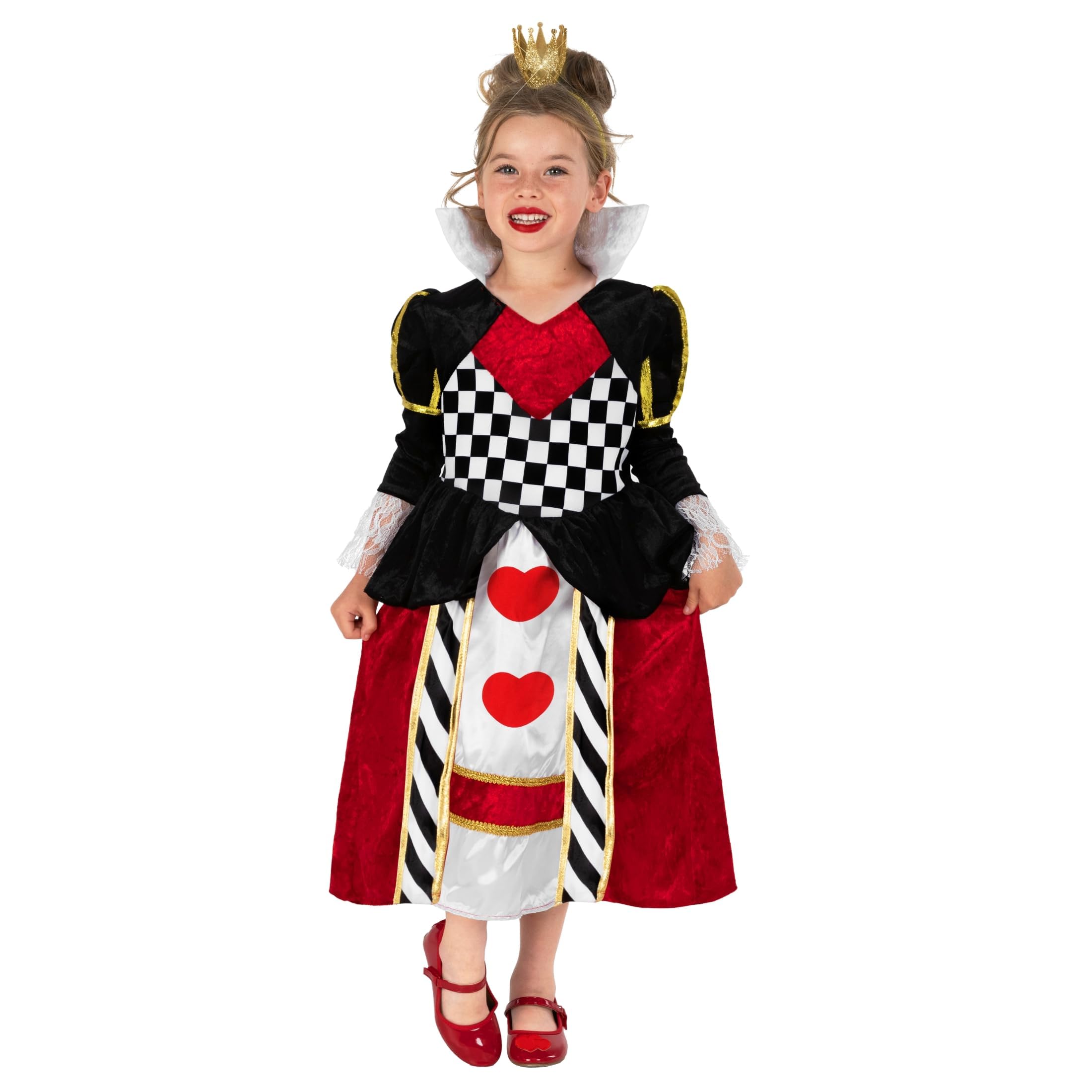 fun shack Queen of Hearts Costume for Girls, Royal Dress Up Outfit, Kids Queen Costume for Parties and Events - Image 4