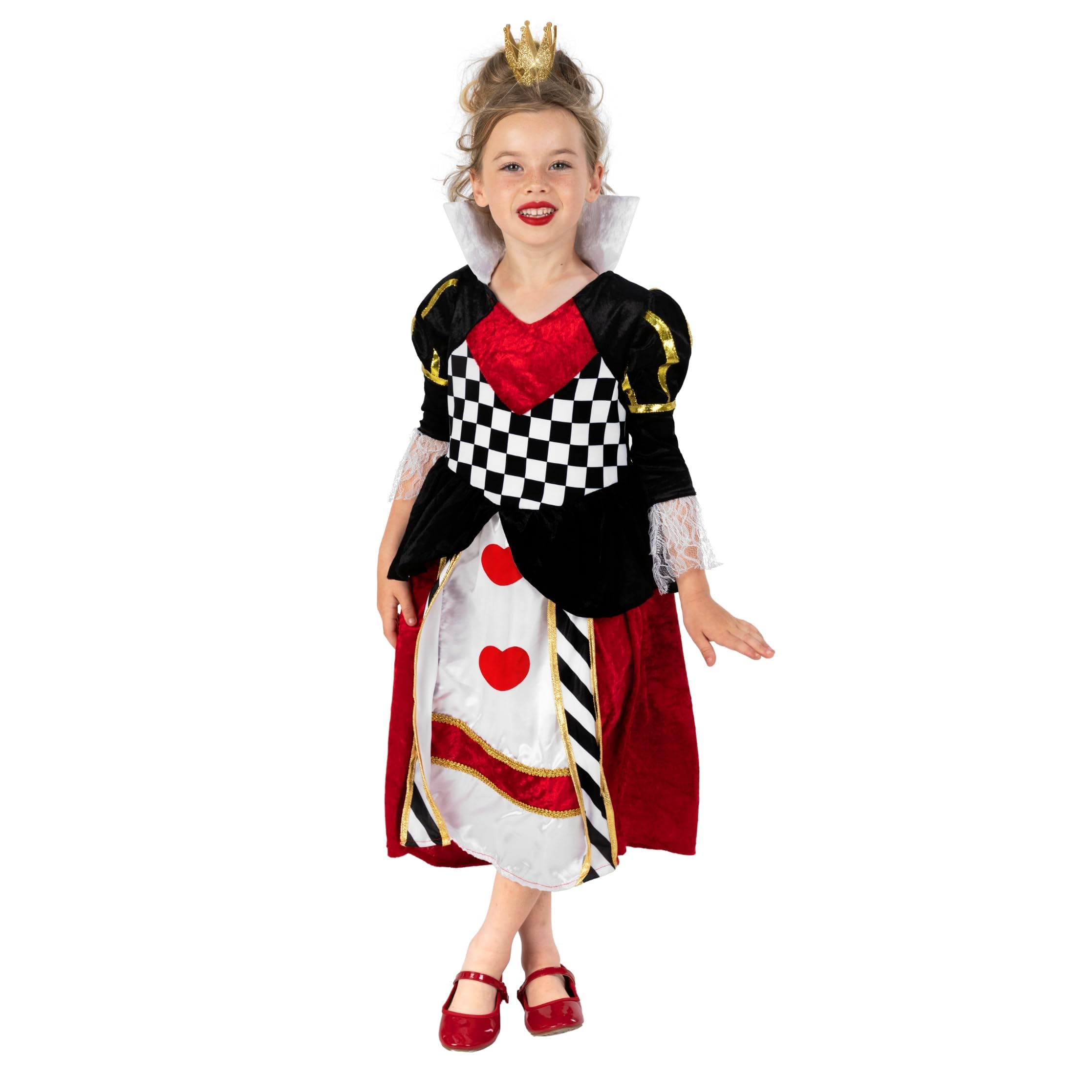 fun shack Queen of Hearts Costume for Girls, Royal Dress Up Outfit, Kids Queen Costume for Parties and Events - Image 5