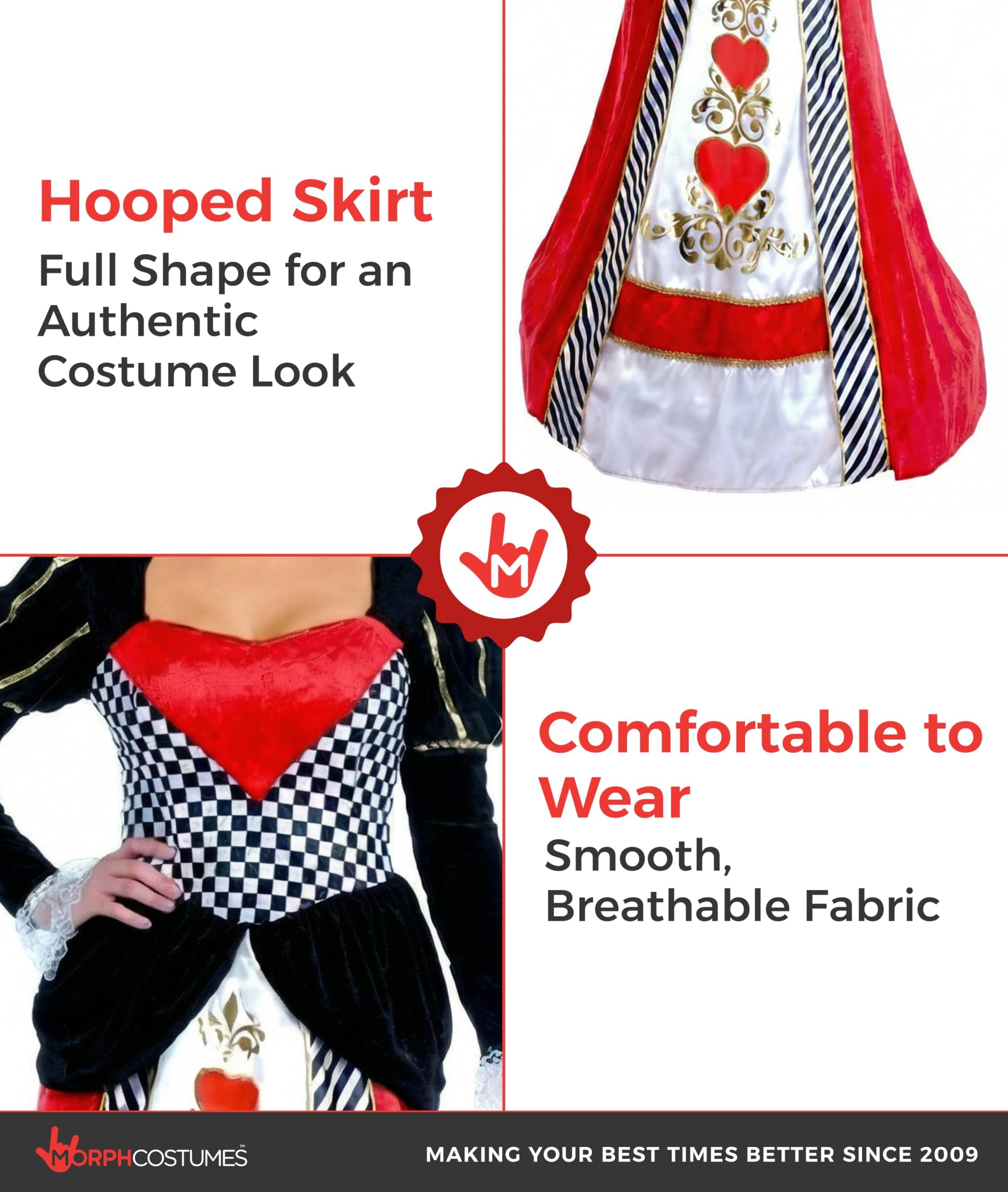 fun shack Queen Of Hearts Costume For Women, Red Queen Outfit, Heart Theme Dress For Adults, Halloween Costume - Image 3