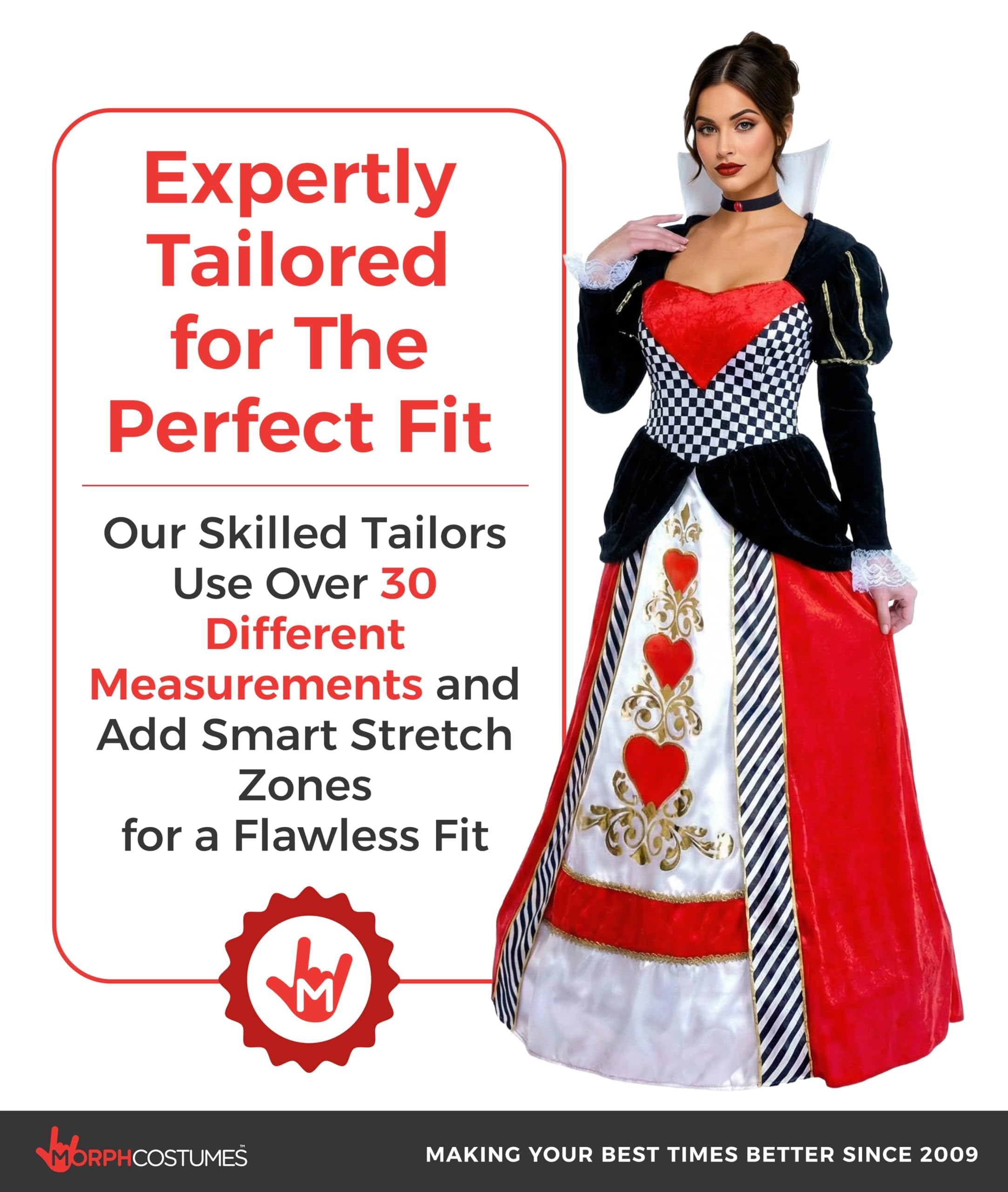 fun shack Queen Of Hearts Costume For Women, Red Queen Outfit, Heart Theme Dress For Adults, Halloween Costume - Image 4