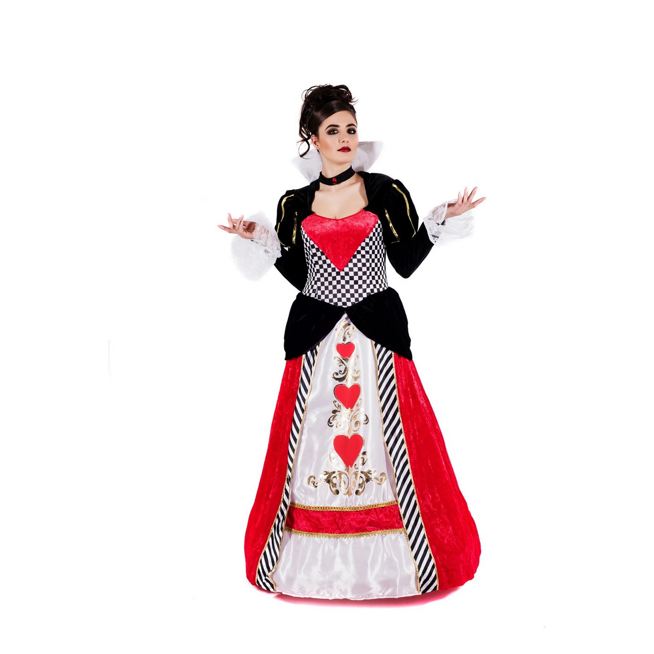 fun shack Queen Of Hearts Costume For Women, Red Queen Outfit, Heart Theme Dress For Adults, Halloween Costume - Image 8