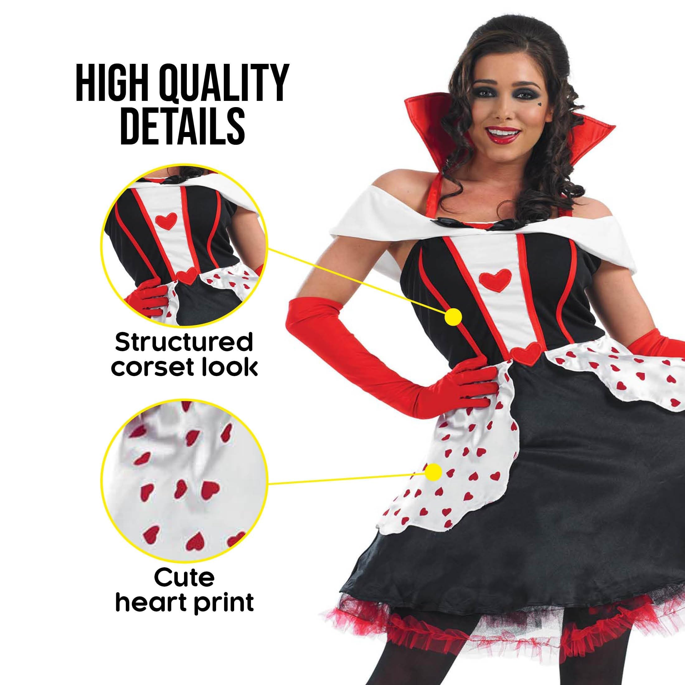 fun shack Queen of Hearts Costume for Women, Red Queen Outfit, Heart Costume for Adults, Womens Halloween Costumes - Image 5