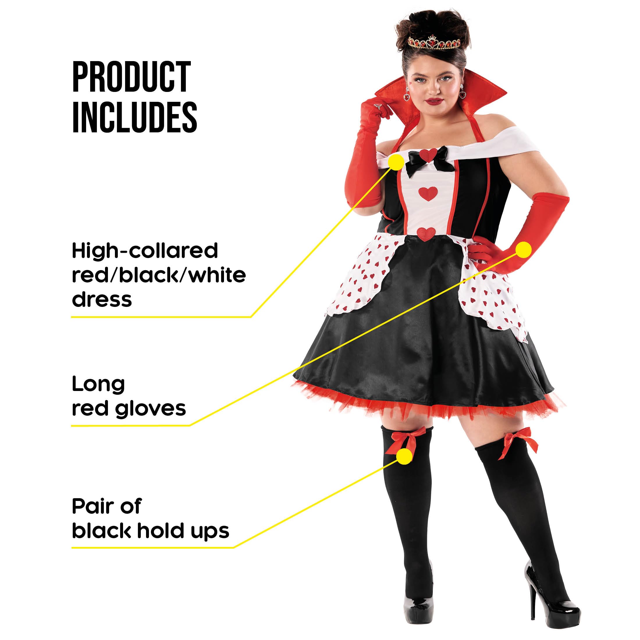 fun shack Queen of Hearts Costume for Women, Red Queen Outfit, Heart Costume for Adults, Womens Halloween Costumes - Image 7