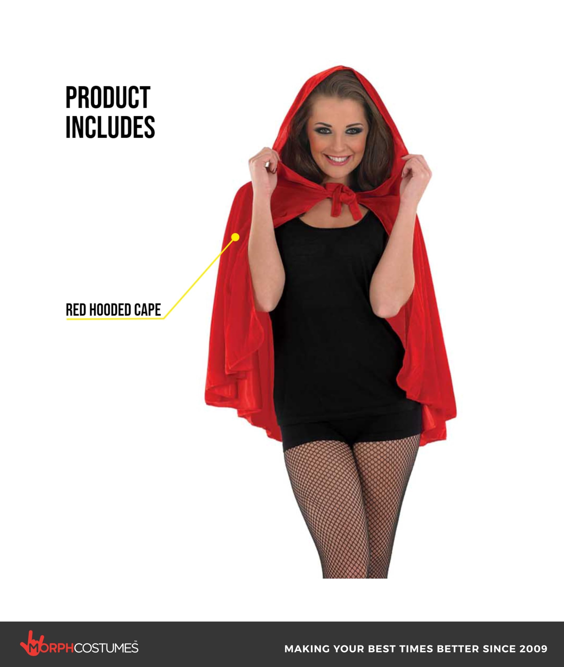 fun shack Red Cape, Red Riding Hood Cape Women, Adult Little Riding Hood Costume, Short Cloak, Womens Halloween Costumes - Image 2
