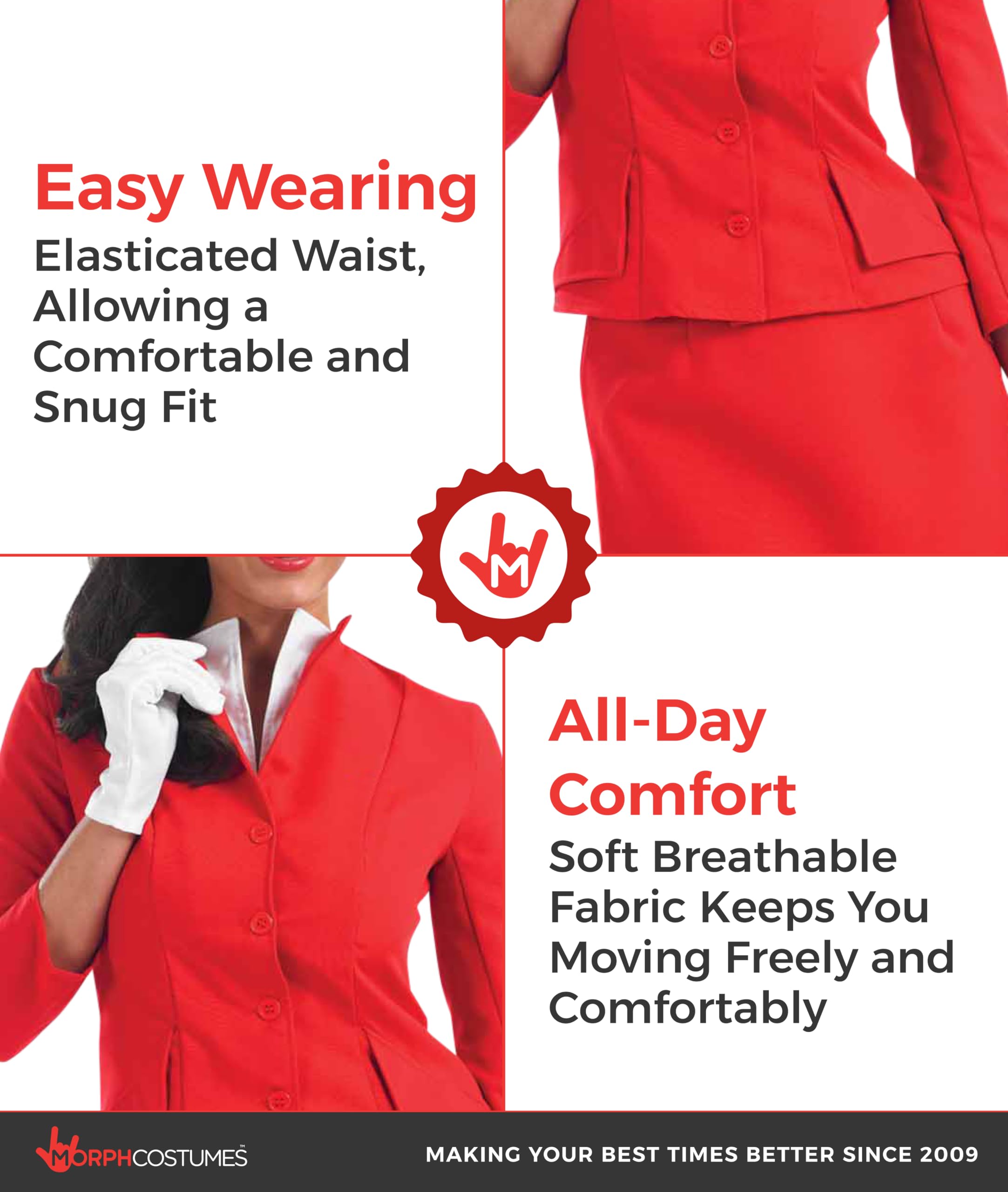 fun shack Red Flight Attendant Costume, Airline Stewardess Costume, Cabin Crew Costumes, Stewardess Costumes - Image 3