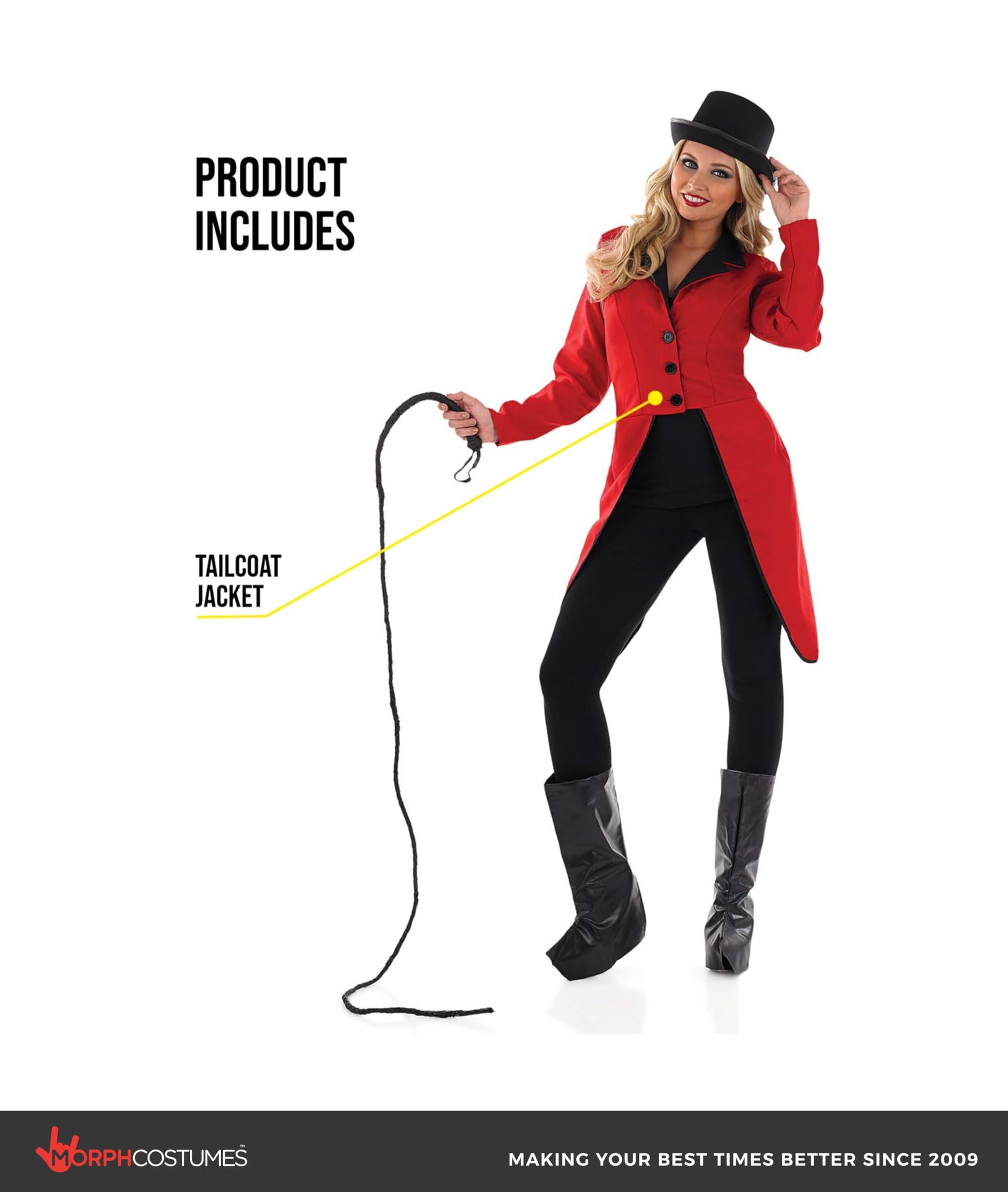 fun shack Red Ringmaster Jacket Womens, Circus Ringmaster Costume Women, Lion Tamer Costume, Carnival Costumes for Women - Image 2