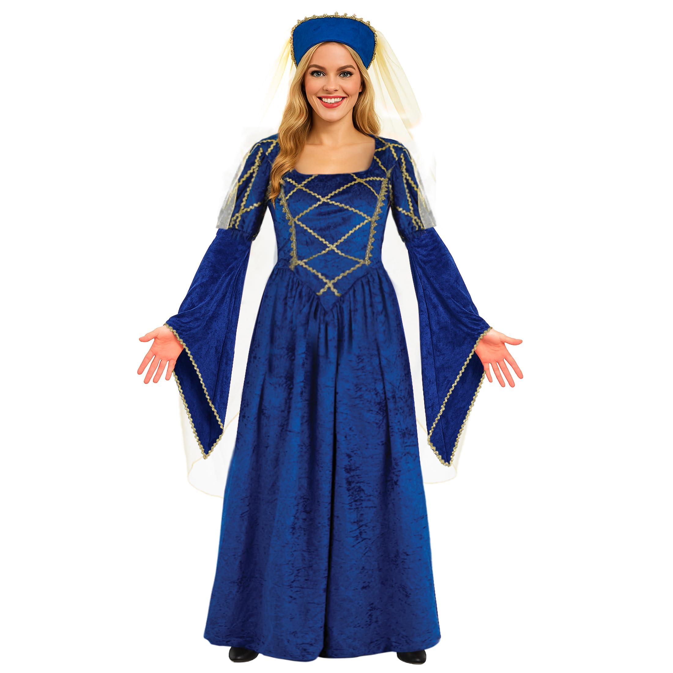 fun shack Renaissance Costume For Women, Medieval Queen, Tudor Dress, Lady Guinevere Outfit, Historical Attire
