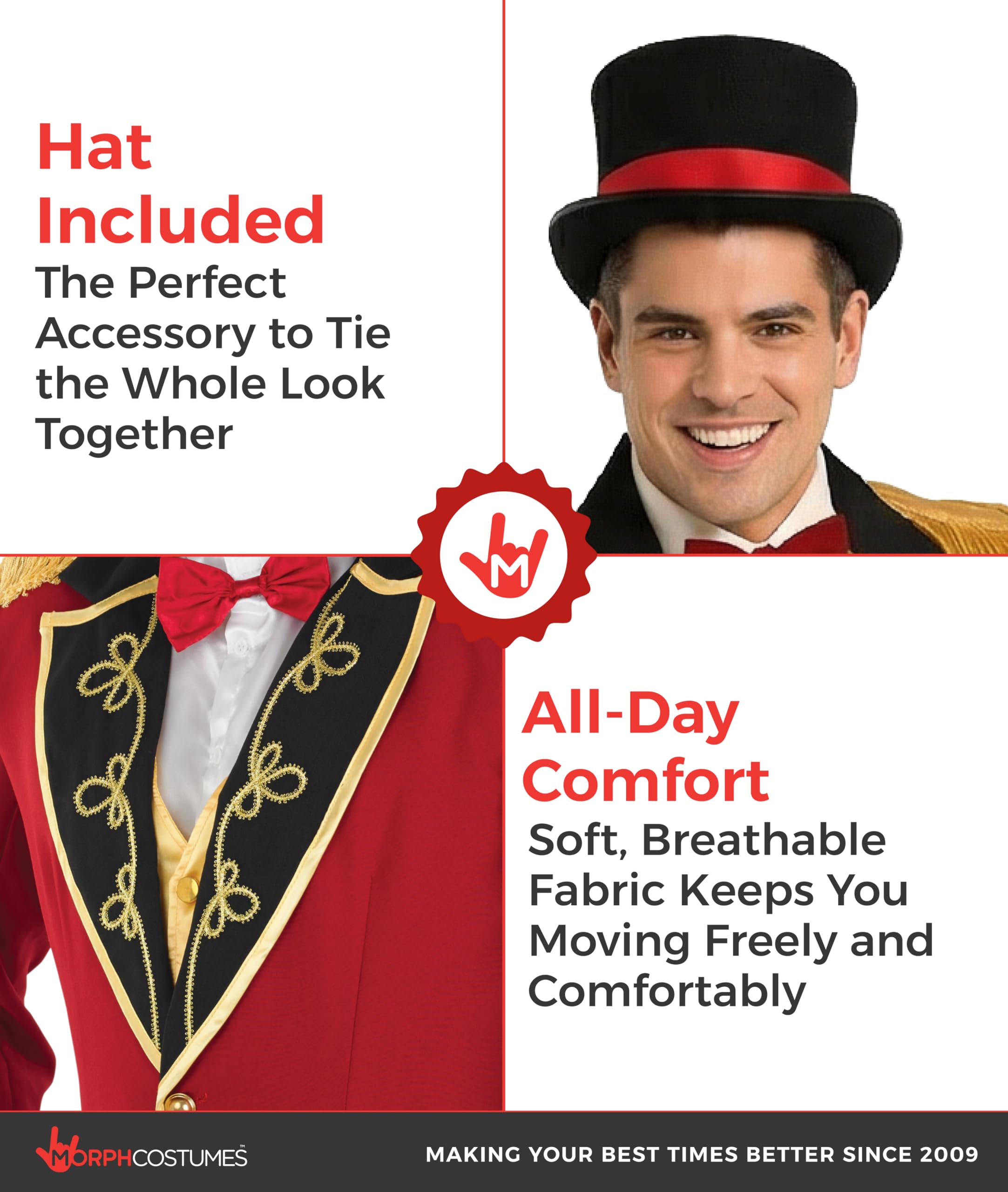 fun shack Ringmaster Costume for Men, Circus Outfit, Carnival Costume for Men, halloween costumes for adults - Image 3