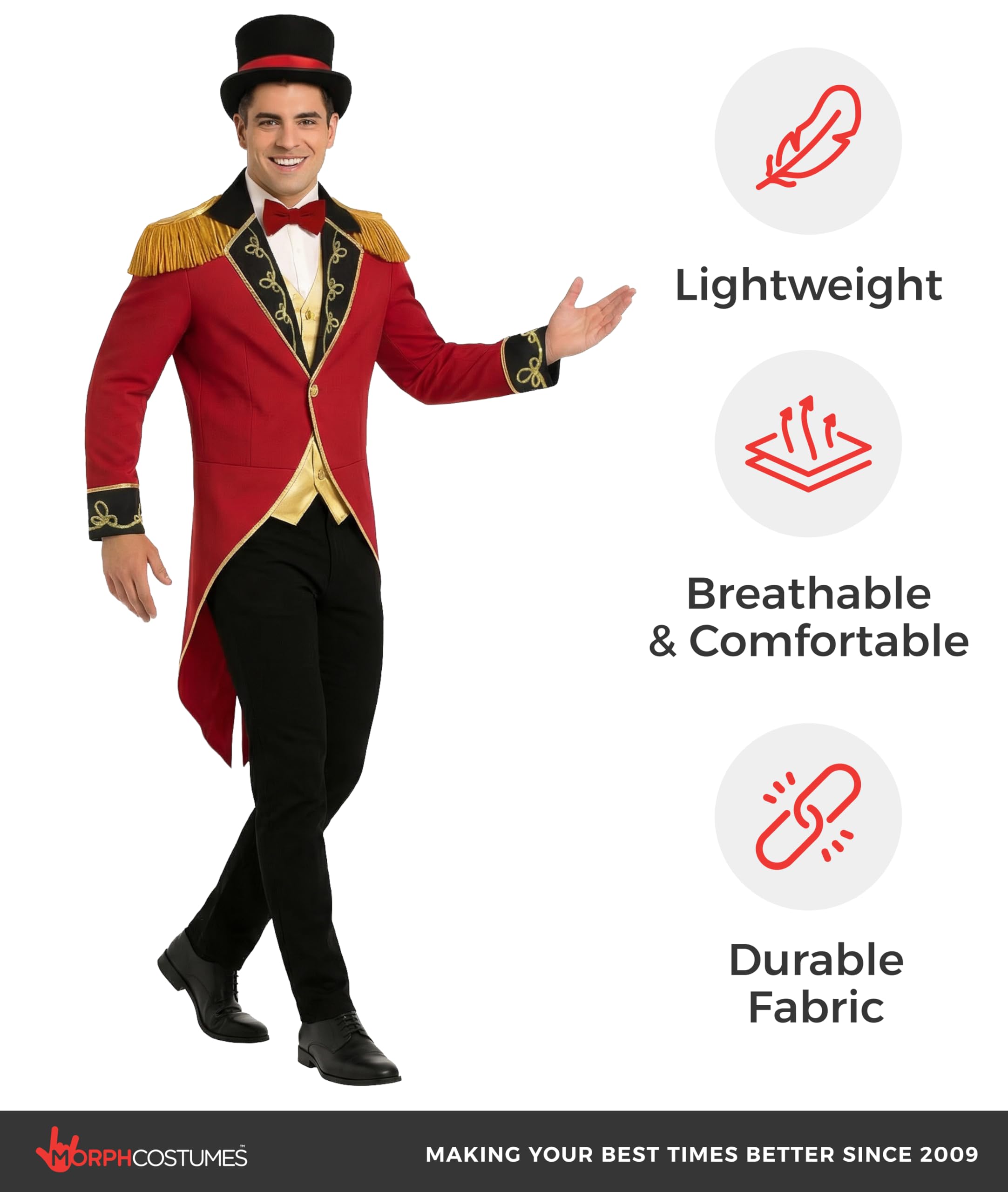 fun shack Ringmaster Costume for Men, Circus Outfit, Carnival Costume for Men, halloween costumes for adults - Image 7