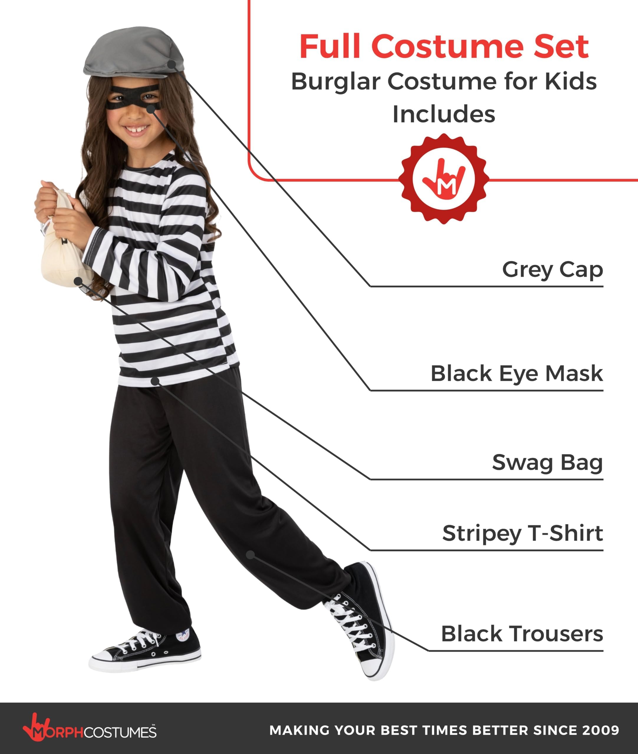 fun shack Robber Costume Kids, Burglar Costume Boys, Robber Costumes for Boys, Book Characters Costumes for Kids, Small - Image 2