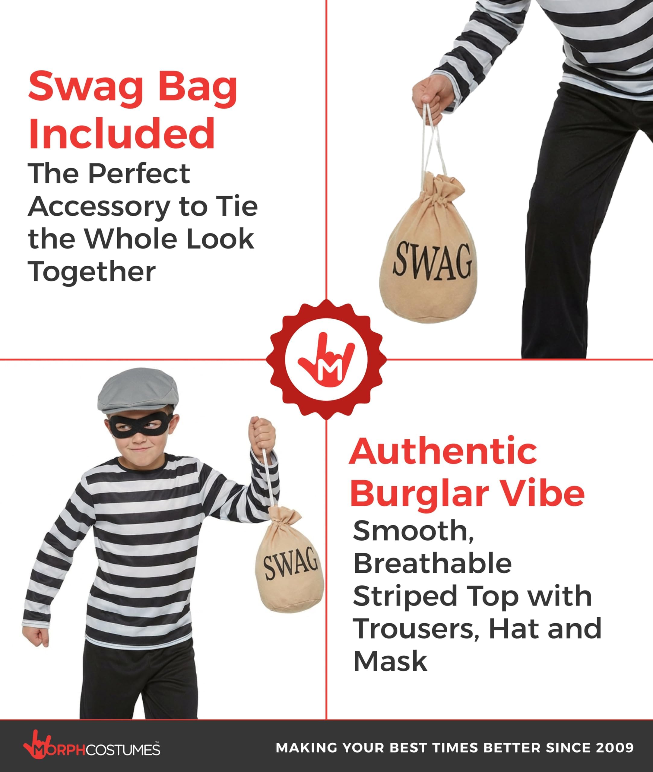 fun shack Robber Costume Kids, Burglar Costume Boys, Robber Costumes for Boys, Book Characters Costumes for Kids, Small - Image 3