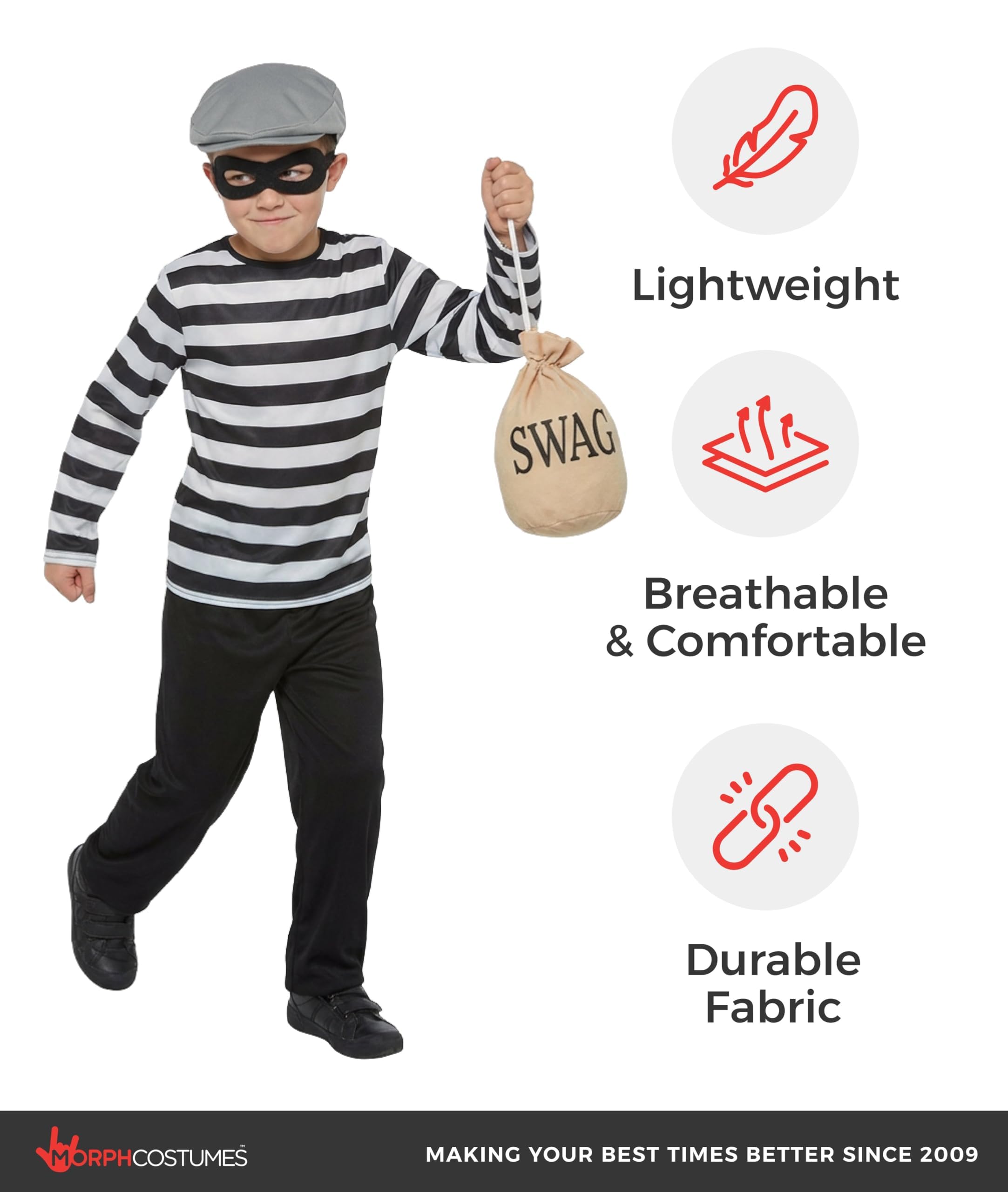 fun shack Robber Costume Kids, Burglar Costume Boys, Robber Costumes for Boys, Book Characters Costumes for Kids, Small - Image 4
