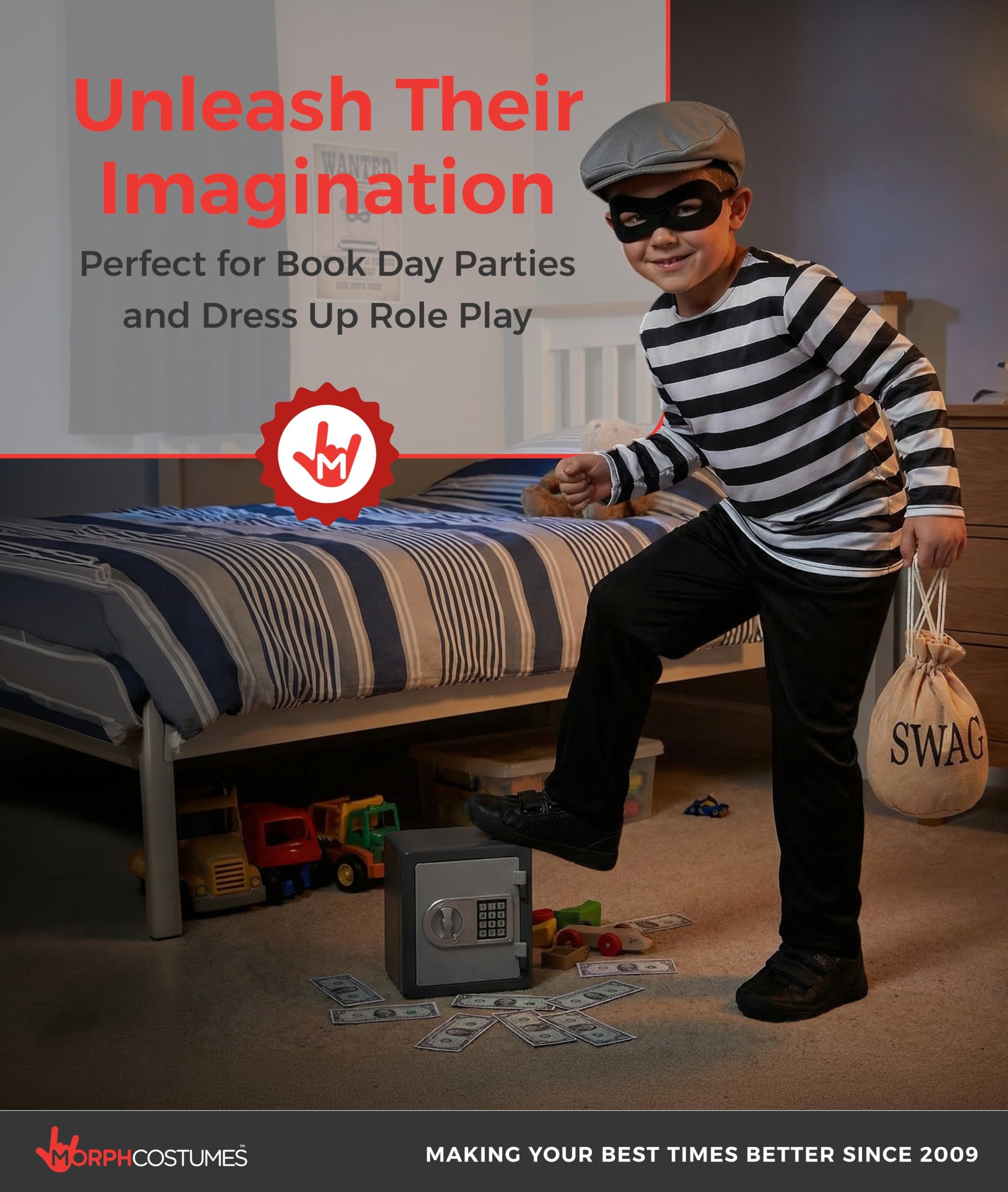 fun shack Robber Costume Kids, Burglar Costume Boys, Robber Costumes for Boys, Book Characters Costumes for Kids, Small - Image 6