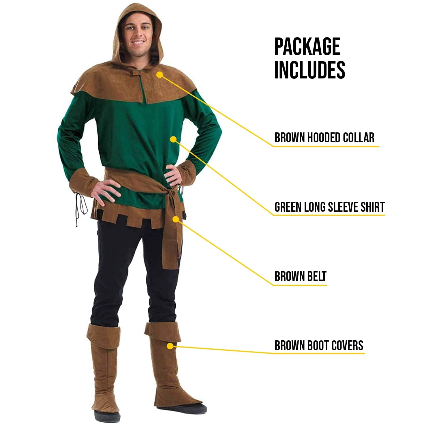 fun shack Robin Hood Costume for Men, Archer Outfit for Men, Medieval Robin Costume, Historical Dress Up - Image 3