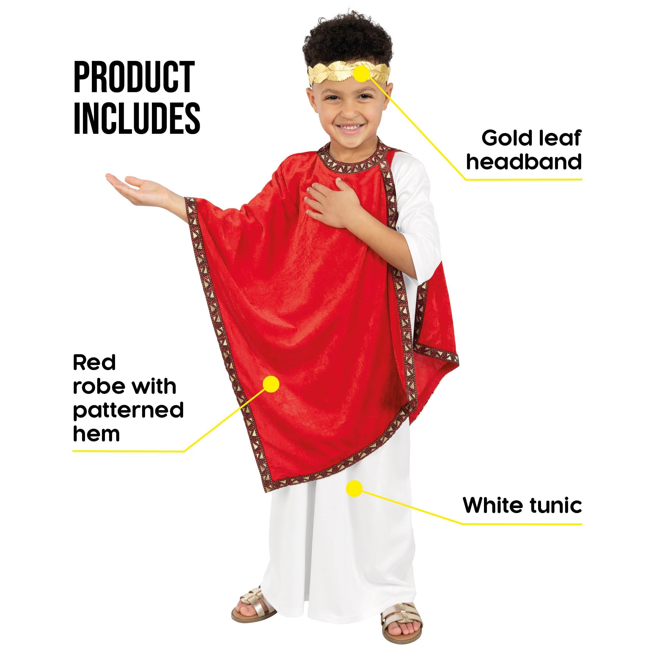 fun shack Roman Emperor Costume For Boys, Toga Costume For Kids, Roman Costume For Boys, Kids Roman Outfit - Image 4