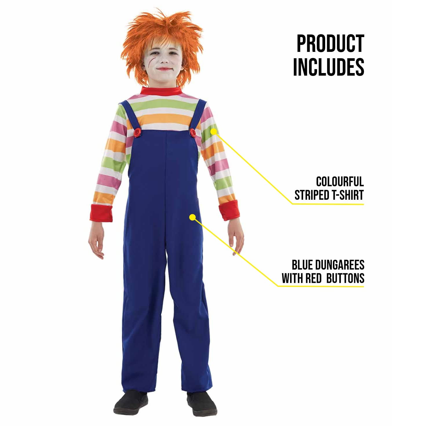 Fun Shack Scary Doll Costume Kids Boys Possessed Horror Movie Creepy Halloween Costumes for Kids Medium - Image 3