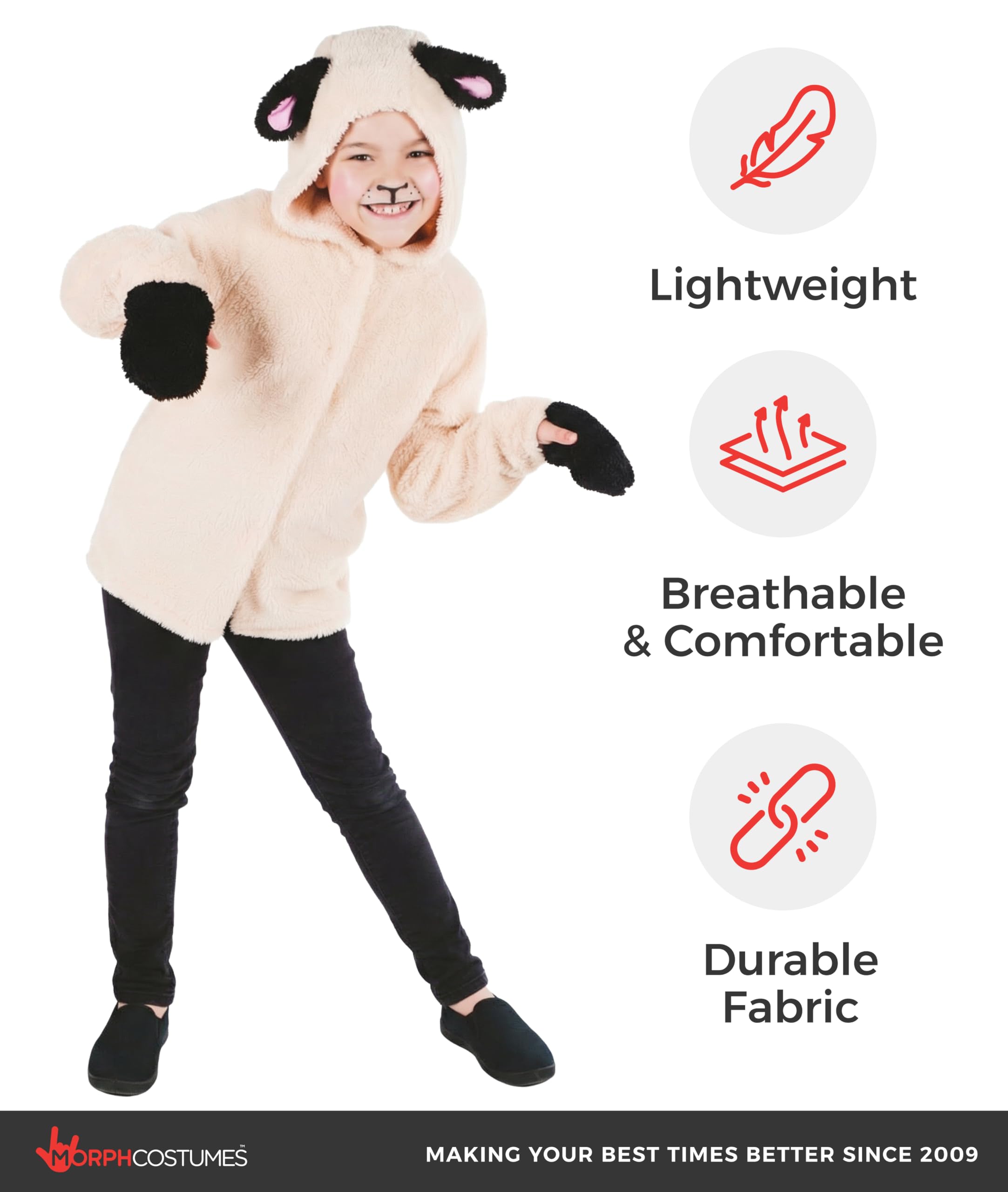 fun shack Sheep Costume for Kids, Lamb Costume for Kids, Girls Nativity Costumes, Girls Christmas Costumes - Image 4
