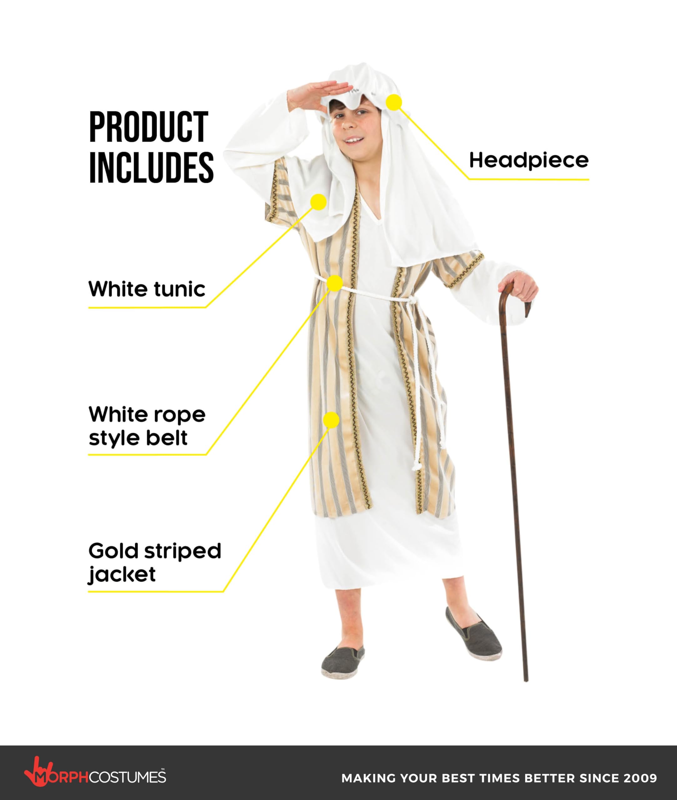fun shack Shepherd Costume for Kids, Boys Shepherd Costume, Boys Christmas Costumes, Nativity Costumes for Kids - Image 2