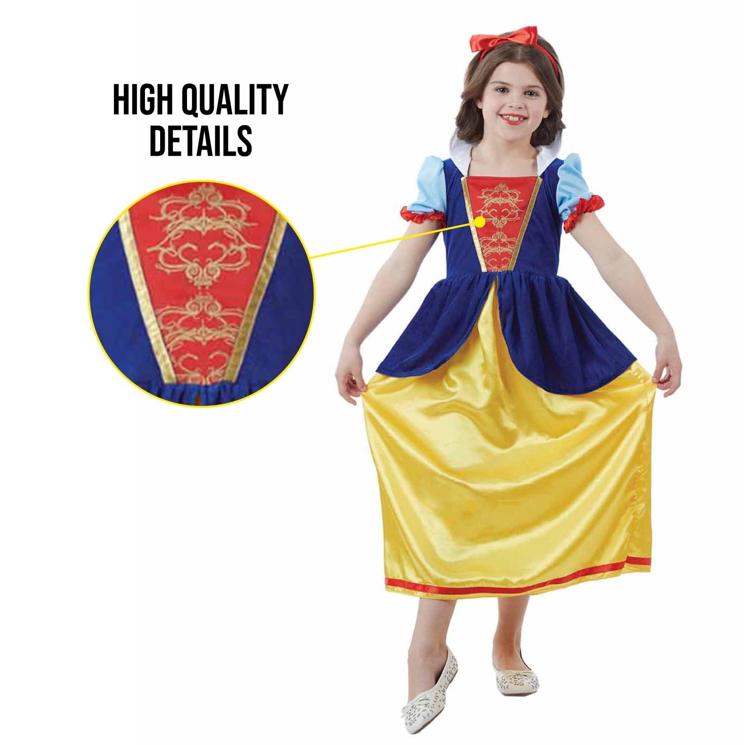 fun shack Snow Princess of the Dwarves Costume Girls, Fairytale Halloween Girls Book Character Costumes for Kids, Small - Image 4