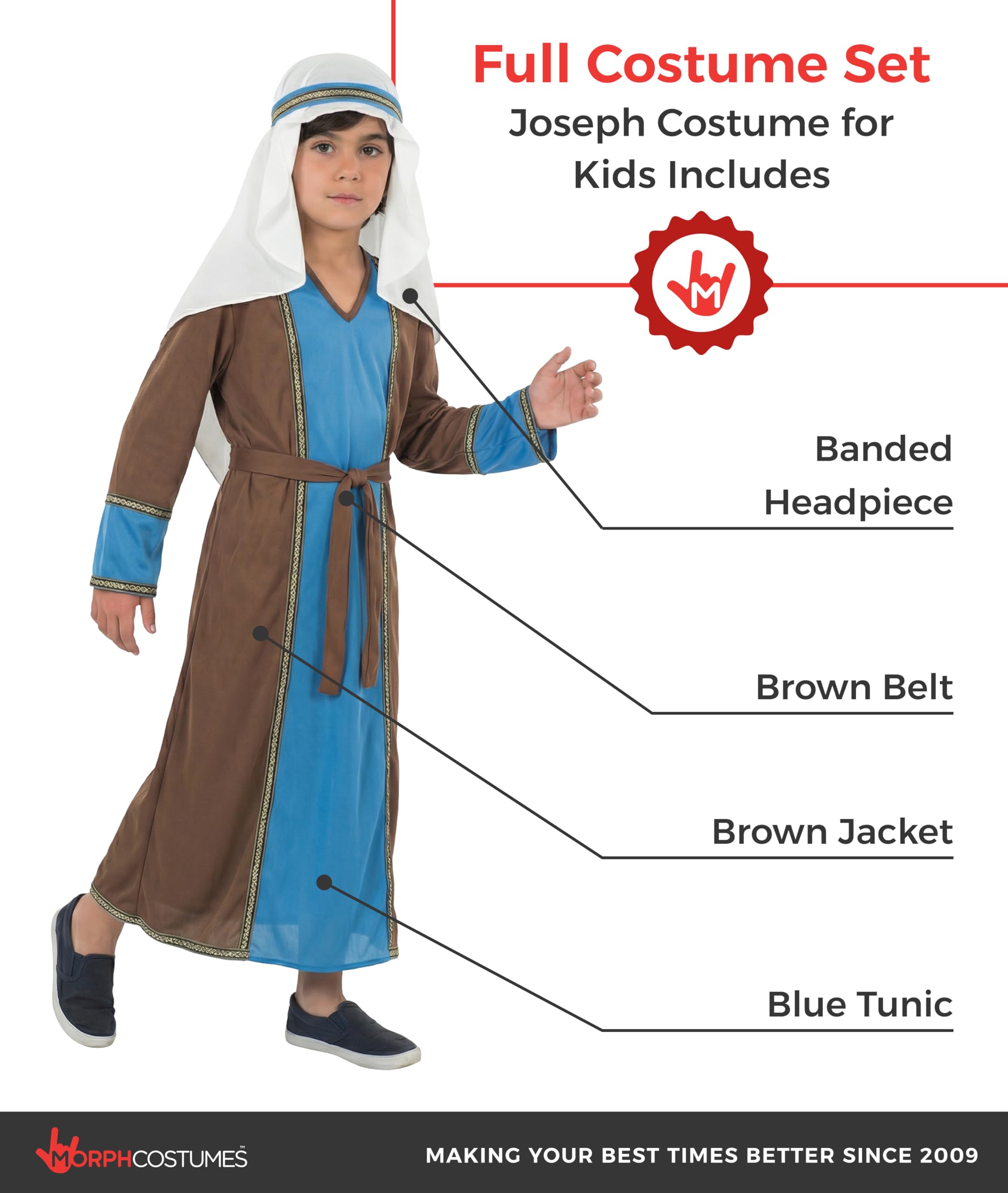 fun shack St Joseph Costume for Kids, Boys Shepherd Costume, Christmas Costumes for Kids, Boys Nativity Costumes - Image 2