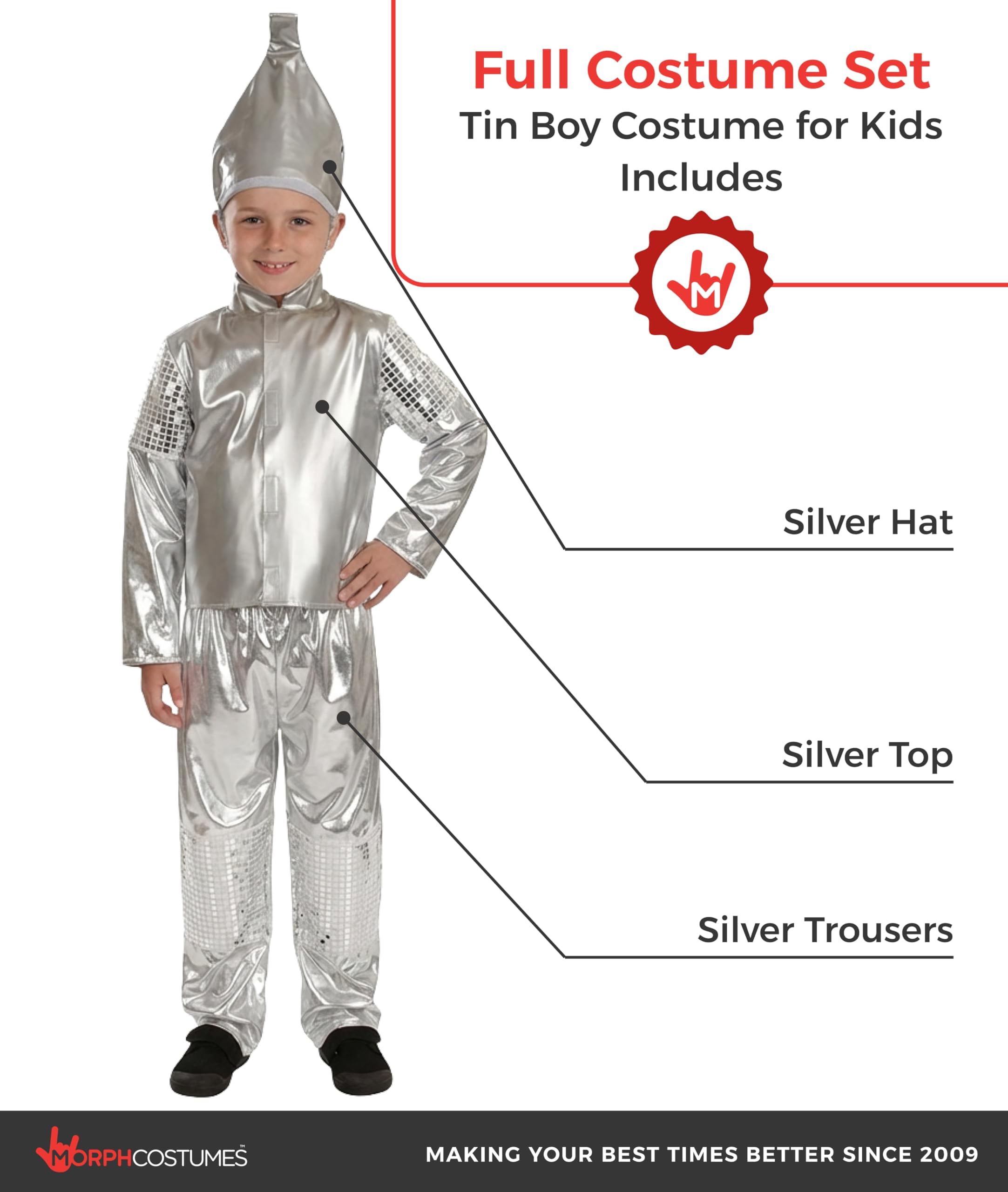 fun shack Tin Boy Costume for Kids, Kids Book Character Costumes Boys, World Book Day Costume Boys - Image 2