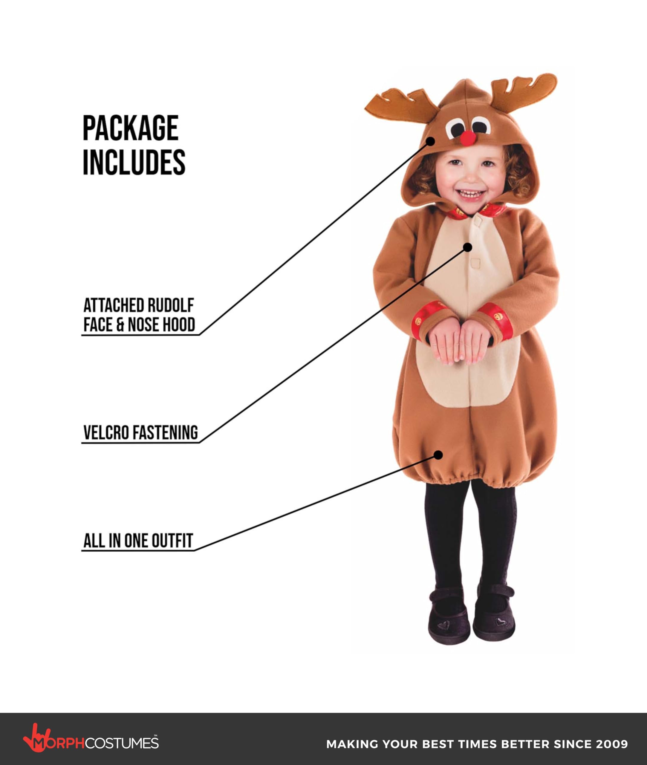 fun shack Toddler Reindeer Costume, Reindeer Costume Kids, Toddler Christmas Costumes, Christmas Costumes for Kids - Image 2