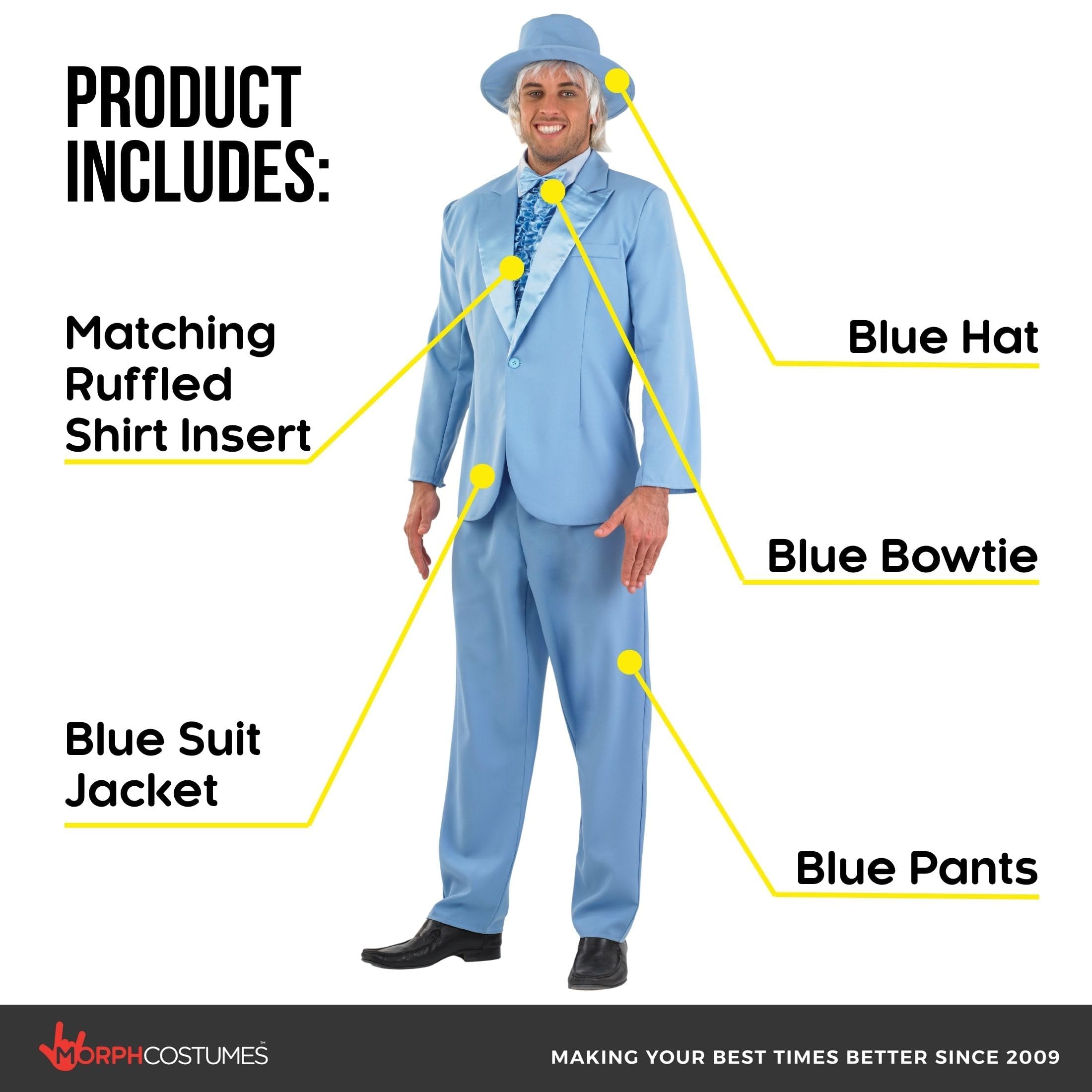 fun shack Tuxedo Costume for Men – Orange or Blue Suit Mens – Funny 90s Movie Character, Halloween Costumes for Men - Image 2