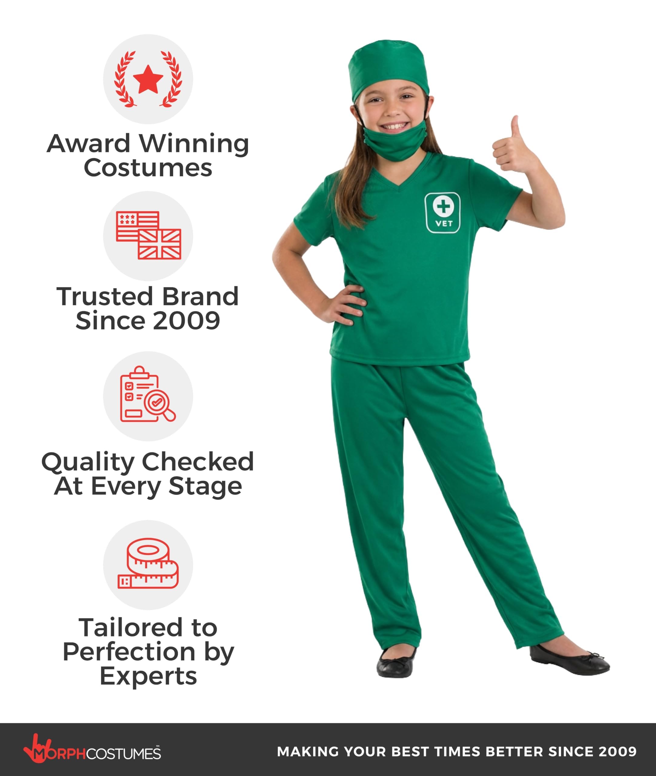 fun shack Vet Costume for Kids, Animal Doctor Scrubs with Mask & Cap, Kids Veterinarian Dress Up for Girls & Boys - Image 5