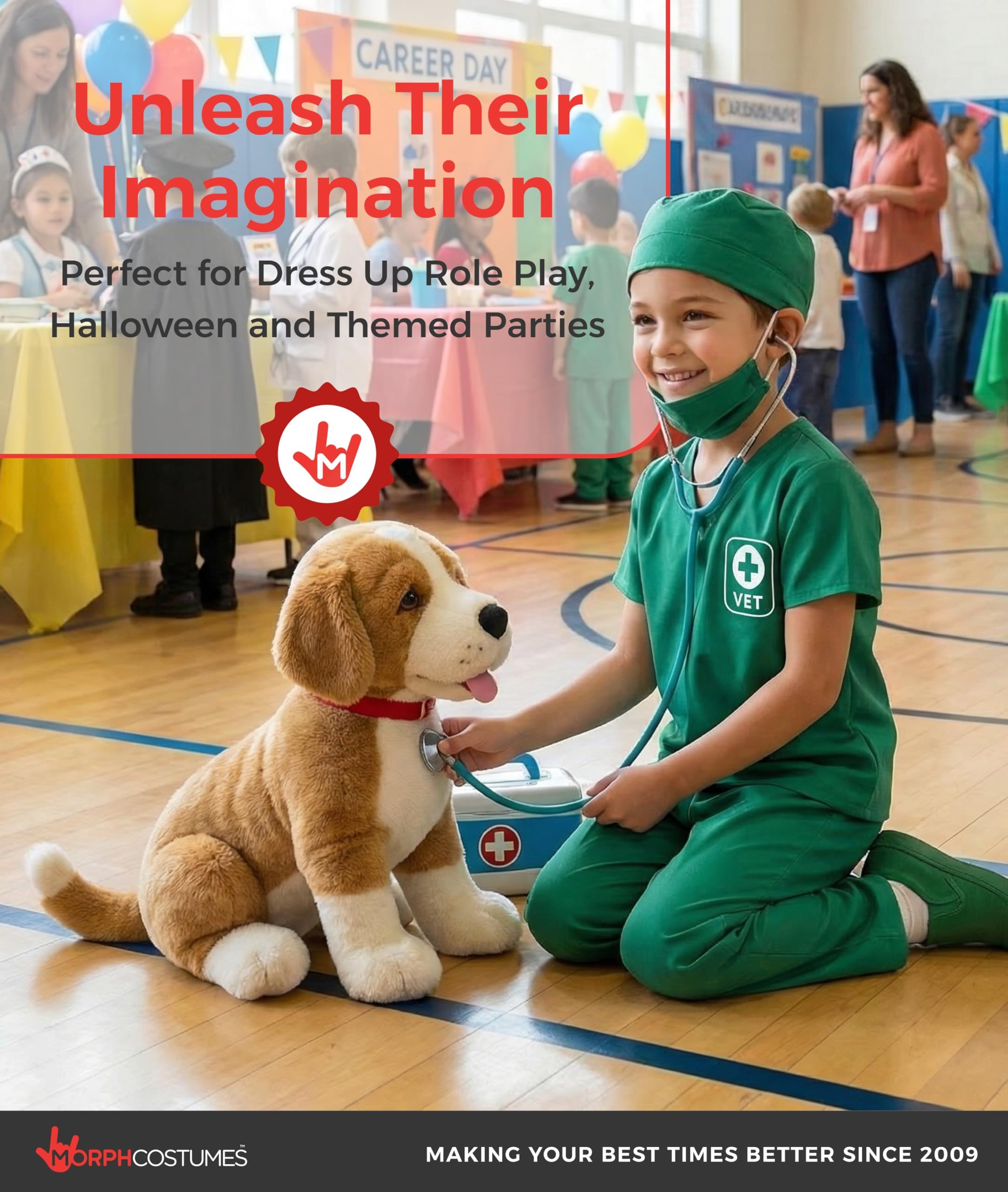 fun shack Vet Costume for Kids, Animal Doctor Scrubs with Mask & Cap, Kids Veterinarian Dress Up for Girls & Boys - Image 6