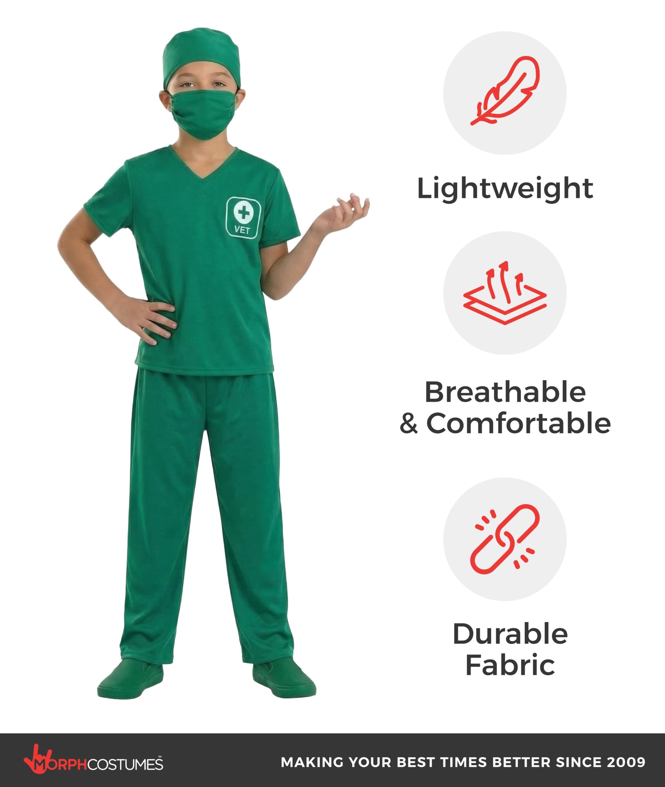 fun shack Vet Costume for Kids, Animal Doctor Scrubs with Mask & Cap, Kids Veterinarian Dress Up for Girls & Boys - Image 7